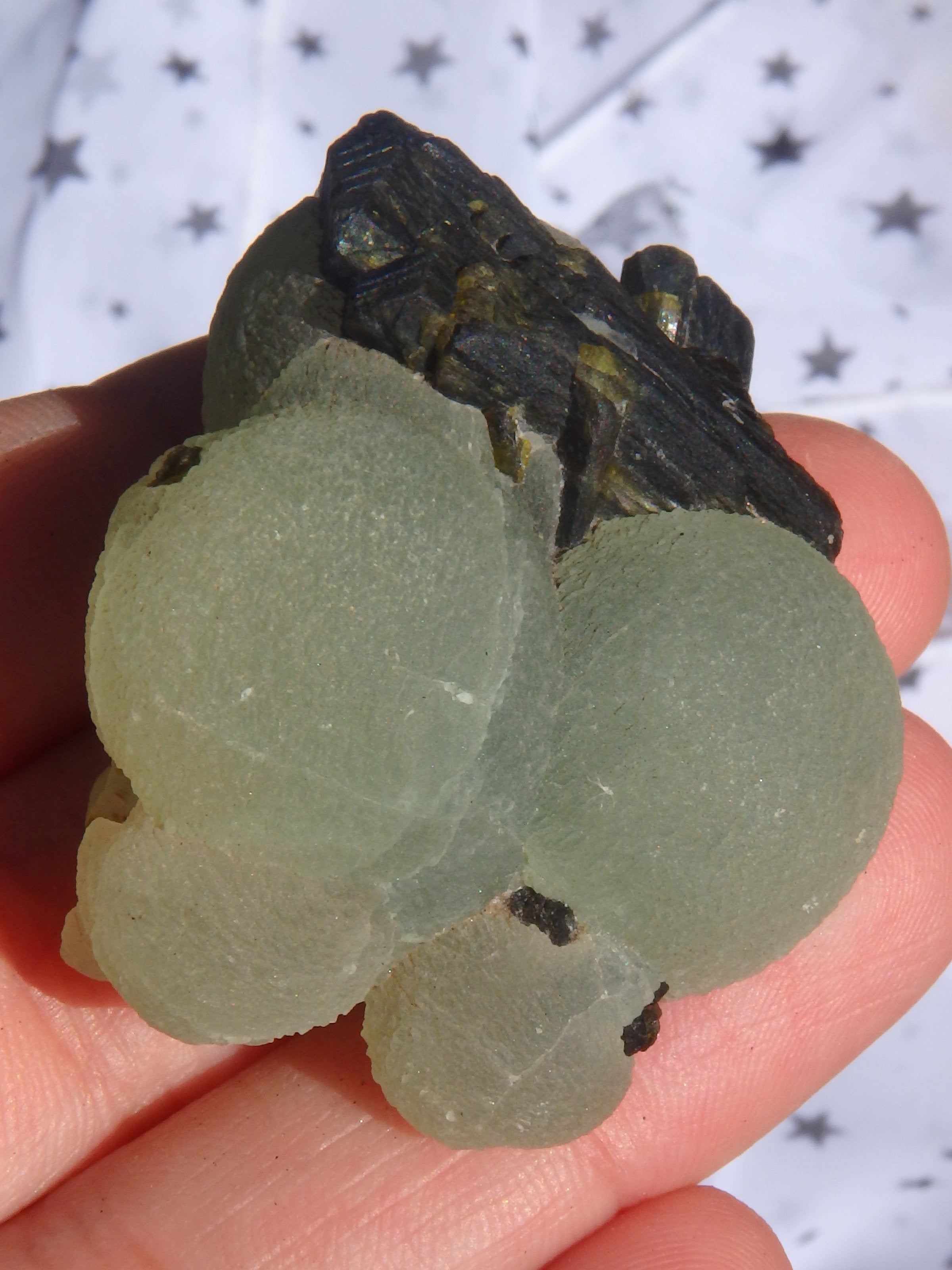 Fantastic Combo-Grape Green Prehnite on Forest Green Epidote Matrix 4 - Earth Family Crystals