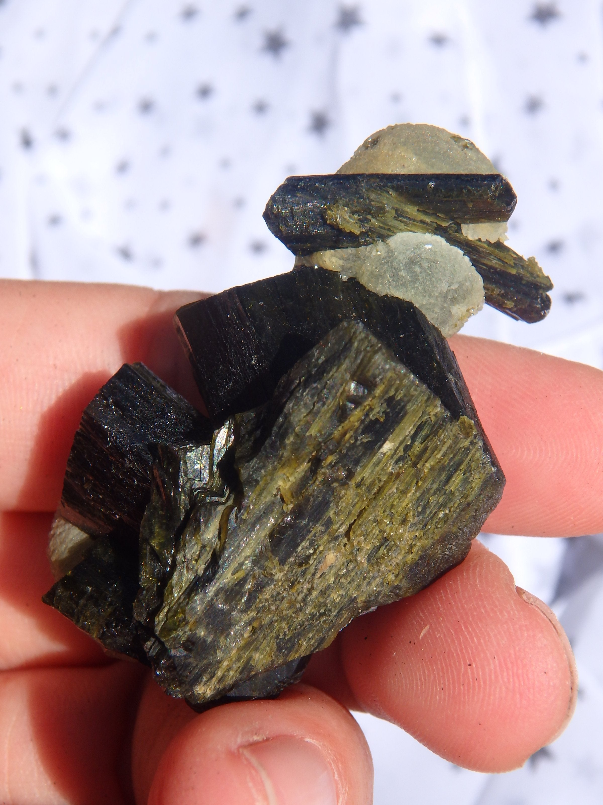 Fantastic Combo-Grape Green Prehnite on Forest Green Epidote Matrix 1 - Earth Family Crystals
