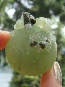 Beautiful Green Prehnite Natural Ball With Epidote Inclusions From Mali - Earth Family Crystals