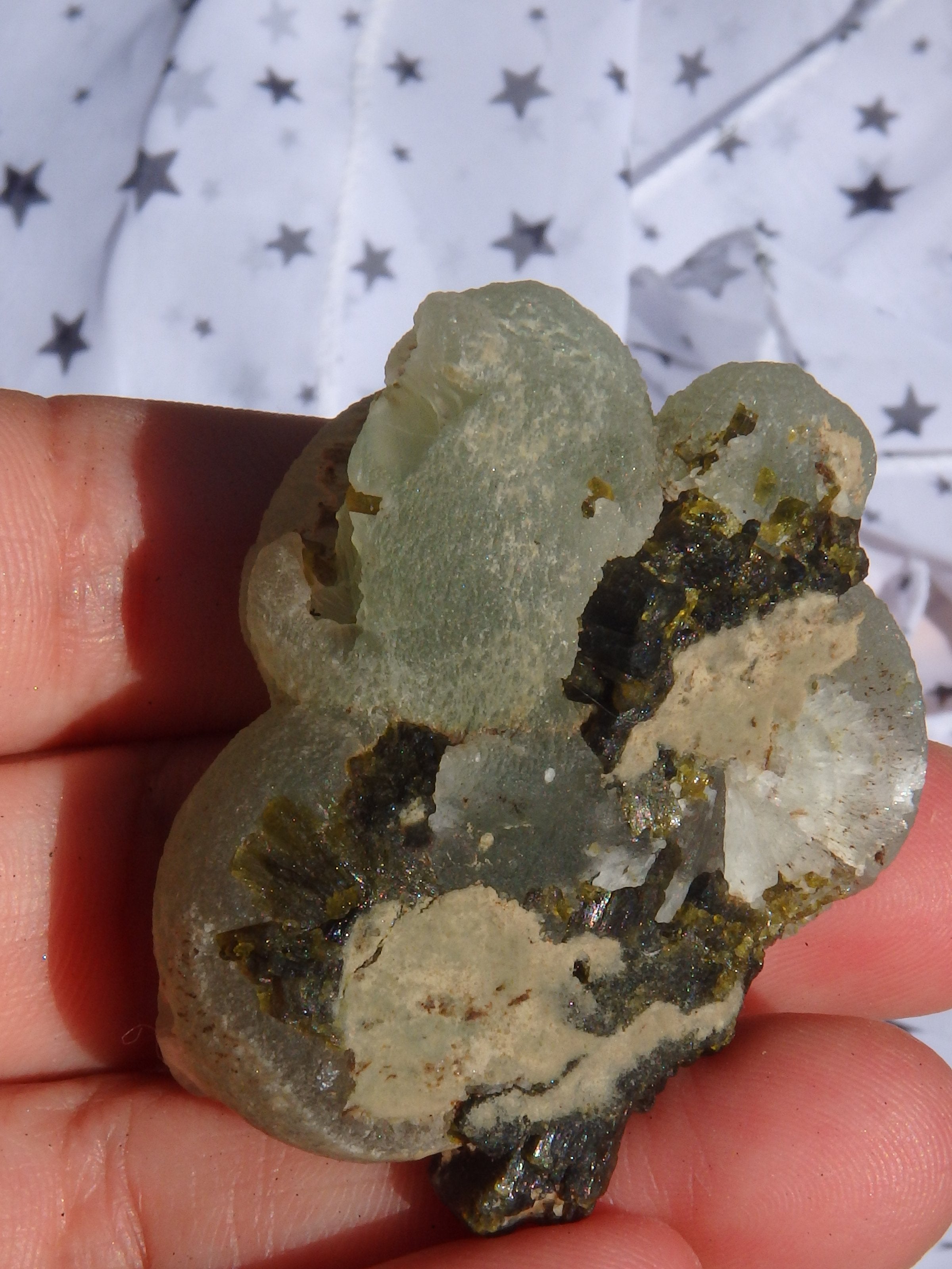 Fantastic Combo-Grape Green Prehnite on Forest Green Epidote Matrix 4 - Earth Family Crystals