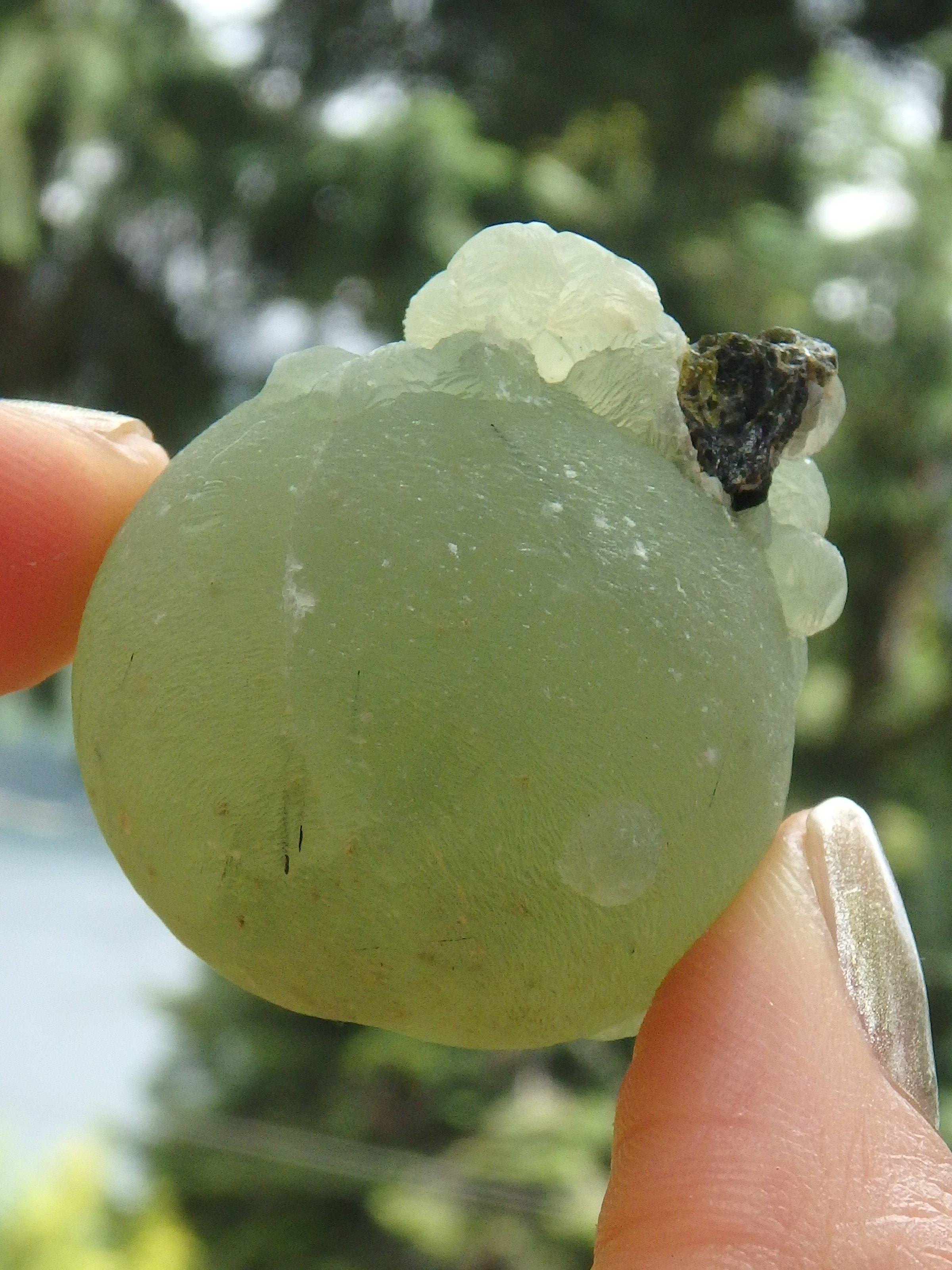 Beautiful Green Prehnite Natural Ball With Epidote Inclusions From Mali - Earth Family Crystals