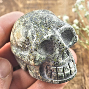 Ancient Preseli Bluestone Skull Carving From Wales, UK #1 - Earth Family Crystals