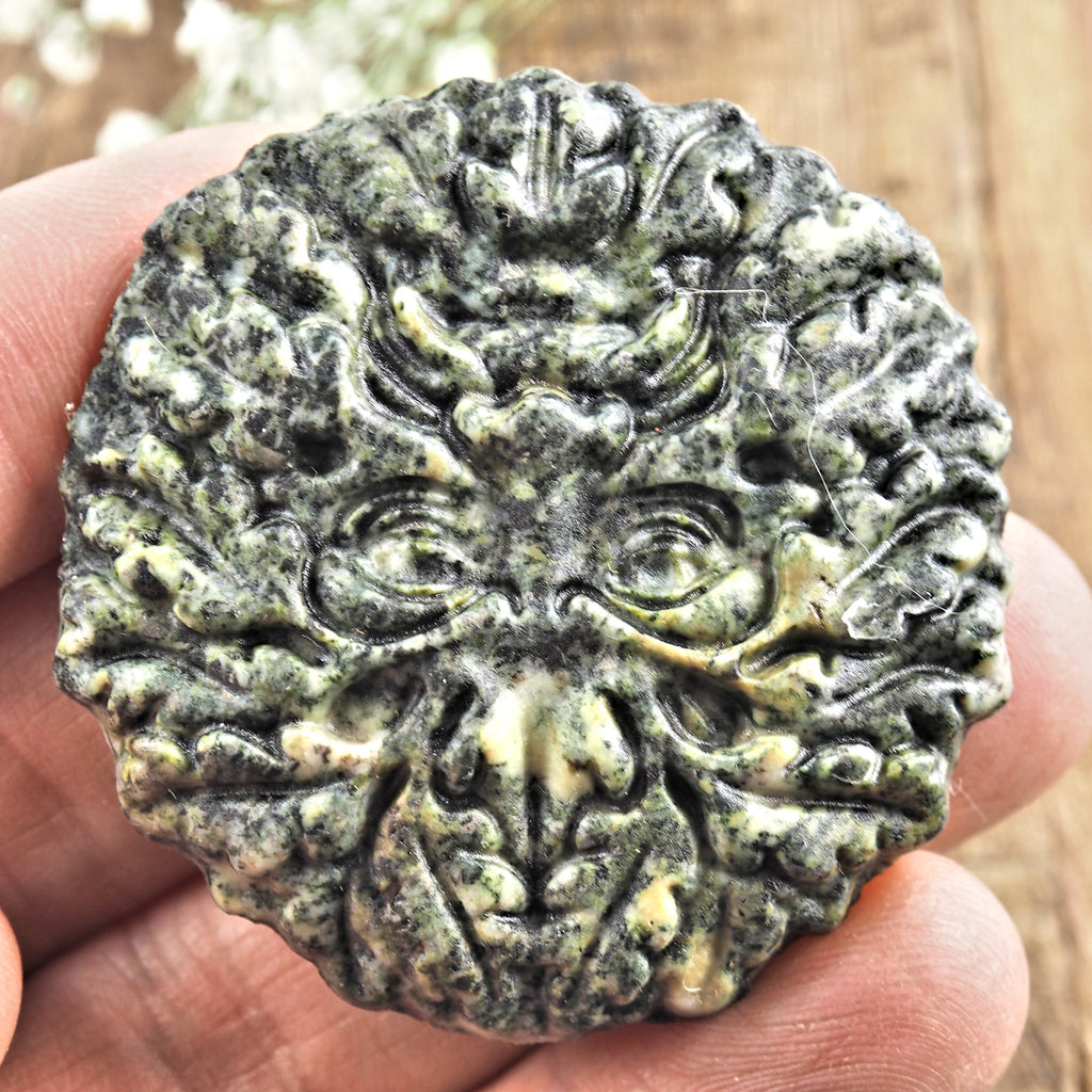 Unique Green Man Carved Preseli Bluestone Specimen From Wales, UK - Earth Family Crystals