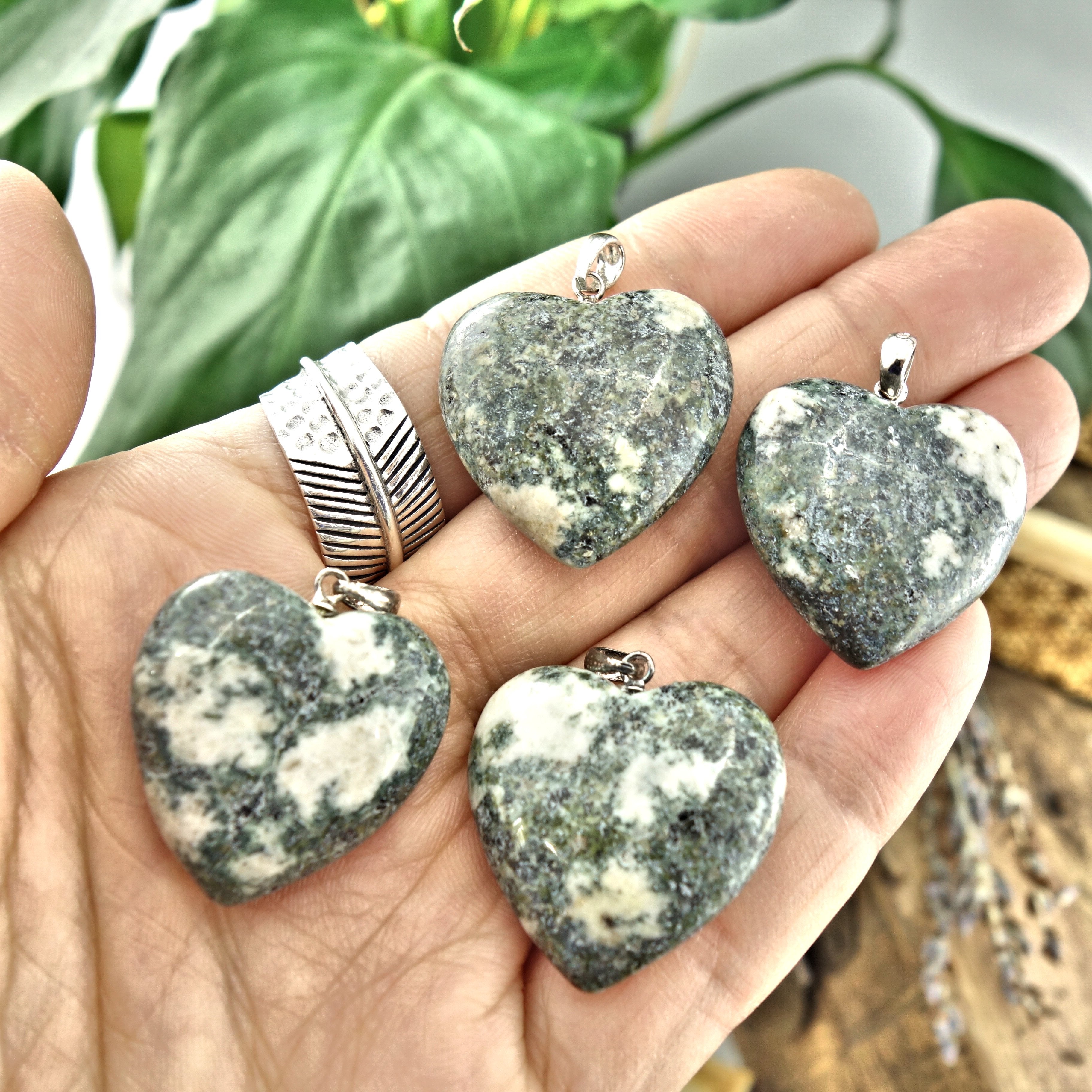 Sacred Stonehenge Preseli Bluestone Love Heart Pendant in Sterling Silver (Includes Silver Chain) (1)