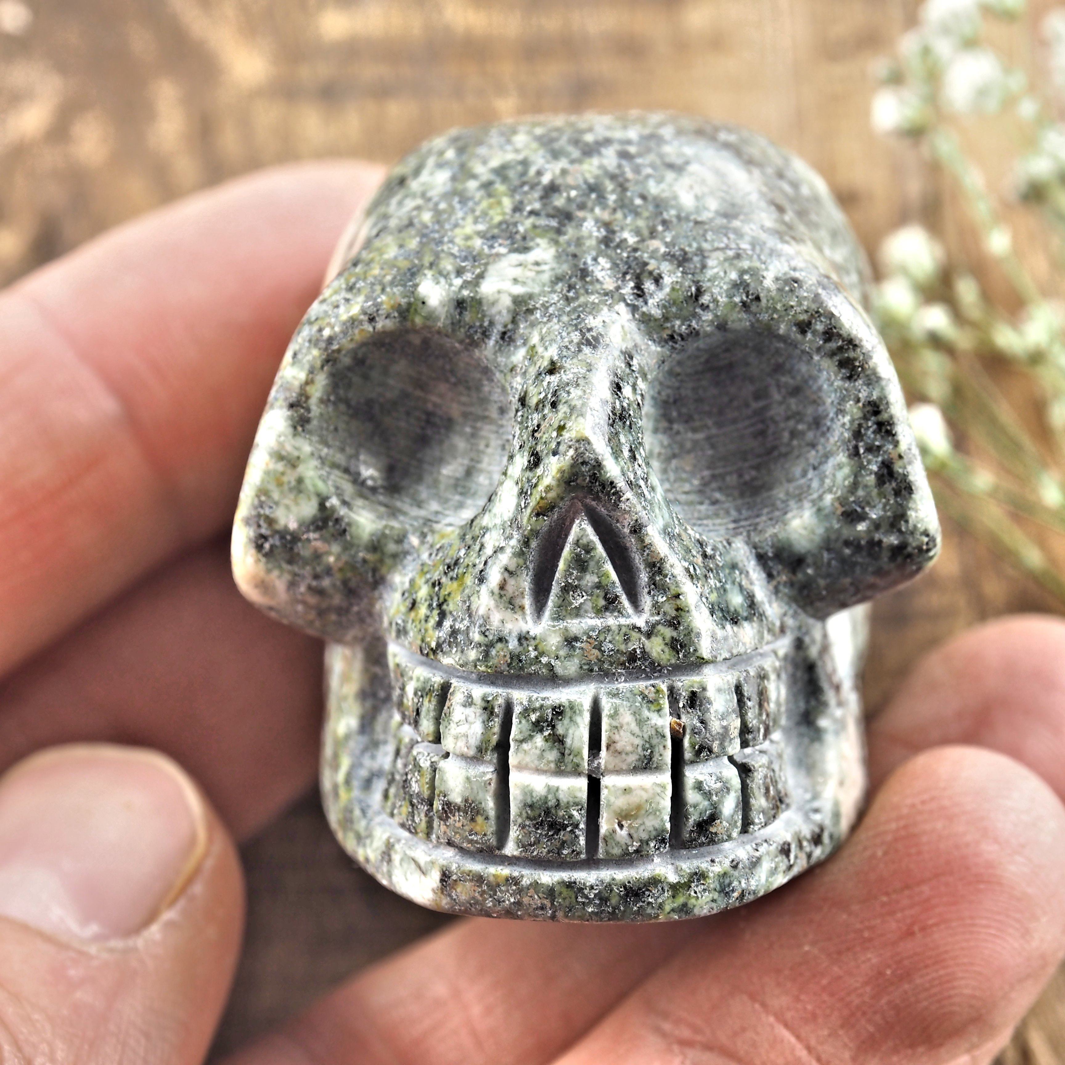 Ancient Preseli Bluestone Skull Carving From Wales, UK #1 - Earth Family Crystals