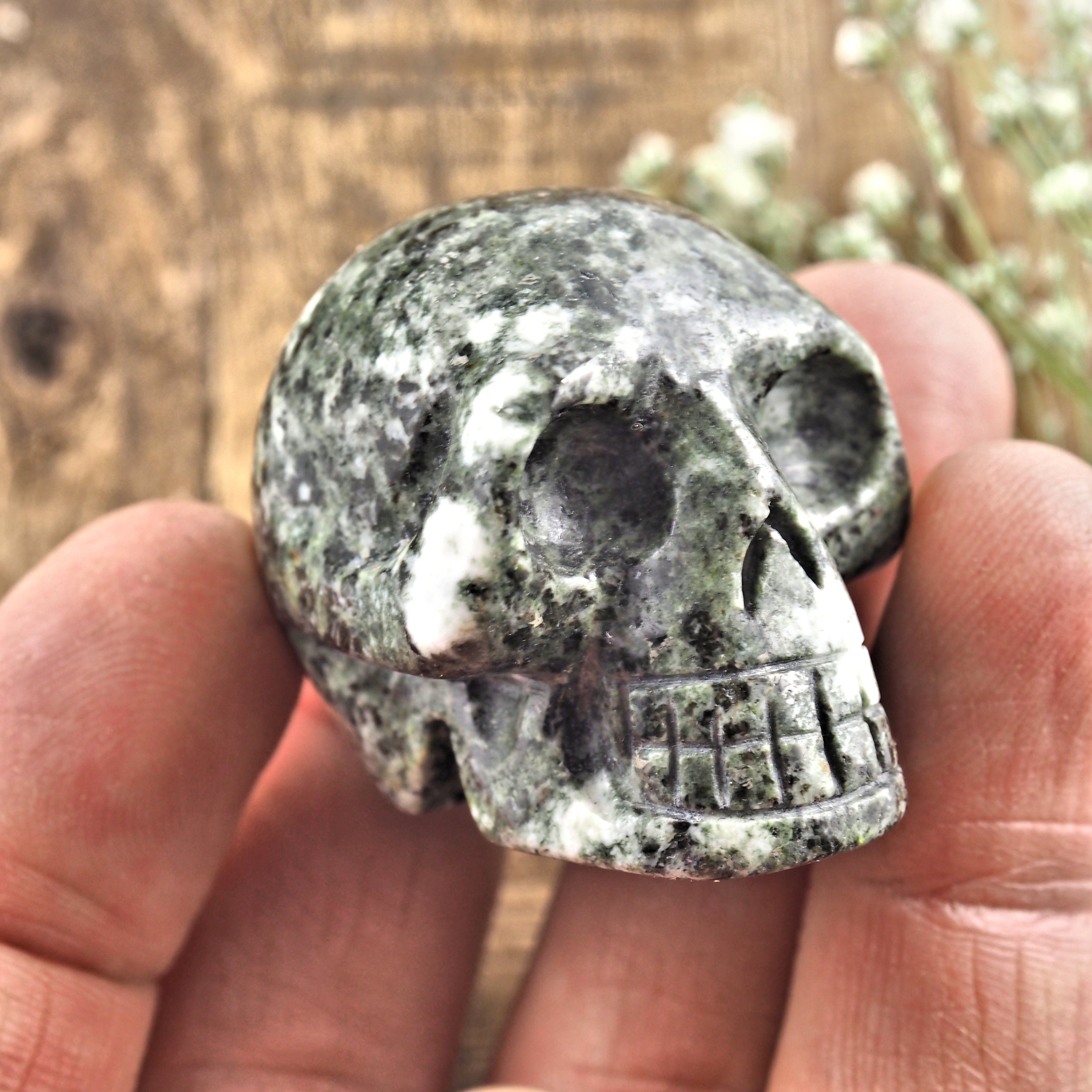 Ancient Preseli Bluestone Skull Carving From Wales, UK #2 - Earth Family Crystals