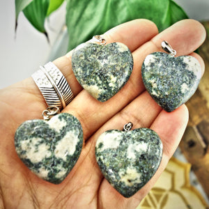 Sacred Stonehenge Preseli Bluestone Love Heart Pendant in Sterling Silver (Includes Silver Chain) (1)