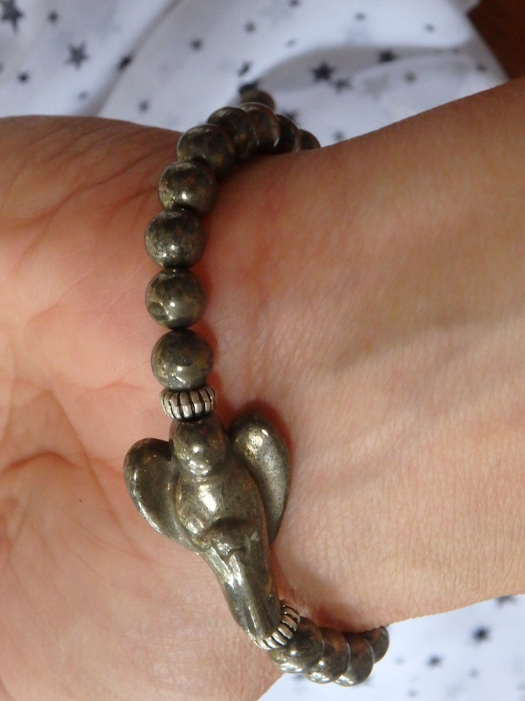 Golden Pyrite Beads & Angel Adjustable Bracelet - Earth Family Crystals