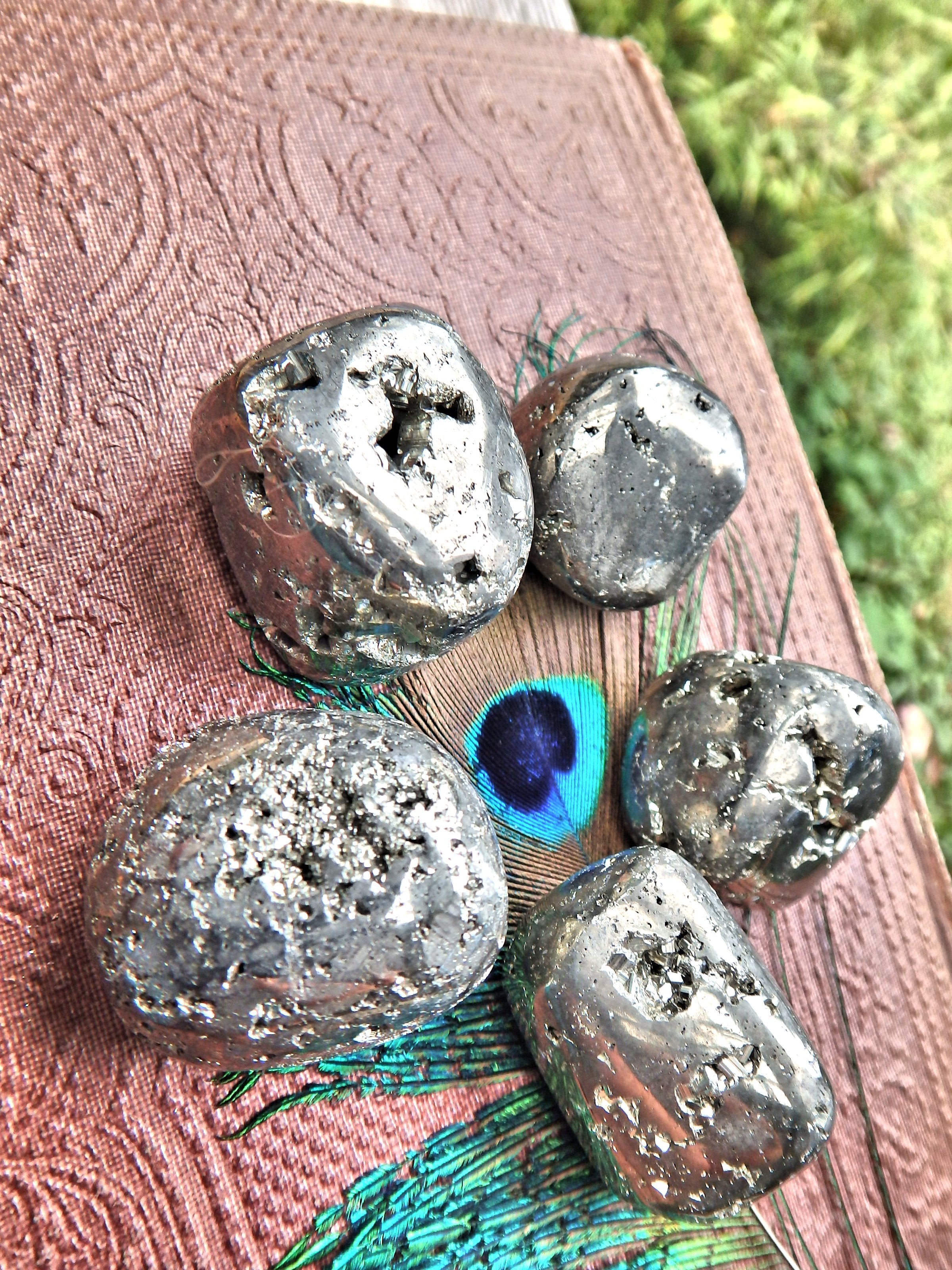 Golden Pyrite Tumbled Stone With Caves From Peru Small - Earth Family Crystals