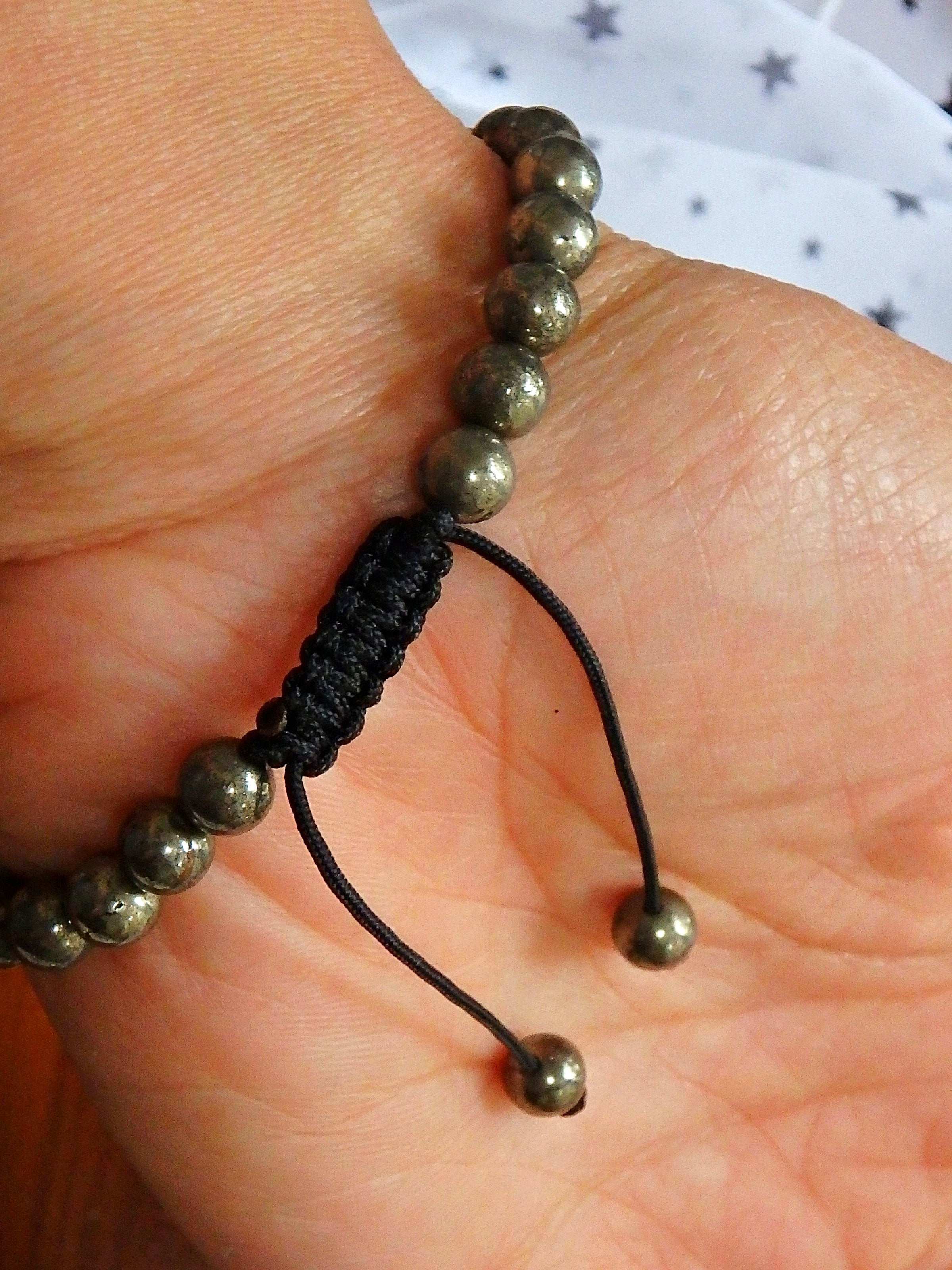 Golden Pyrite Beads & Angel Adjustable Bracelet - Earth Family Crystals