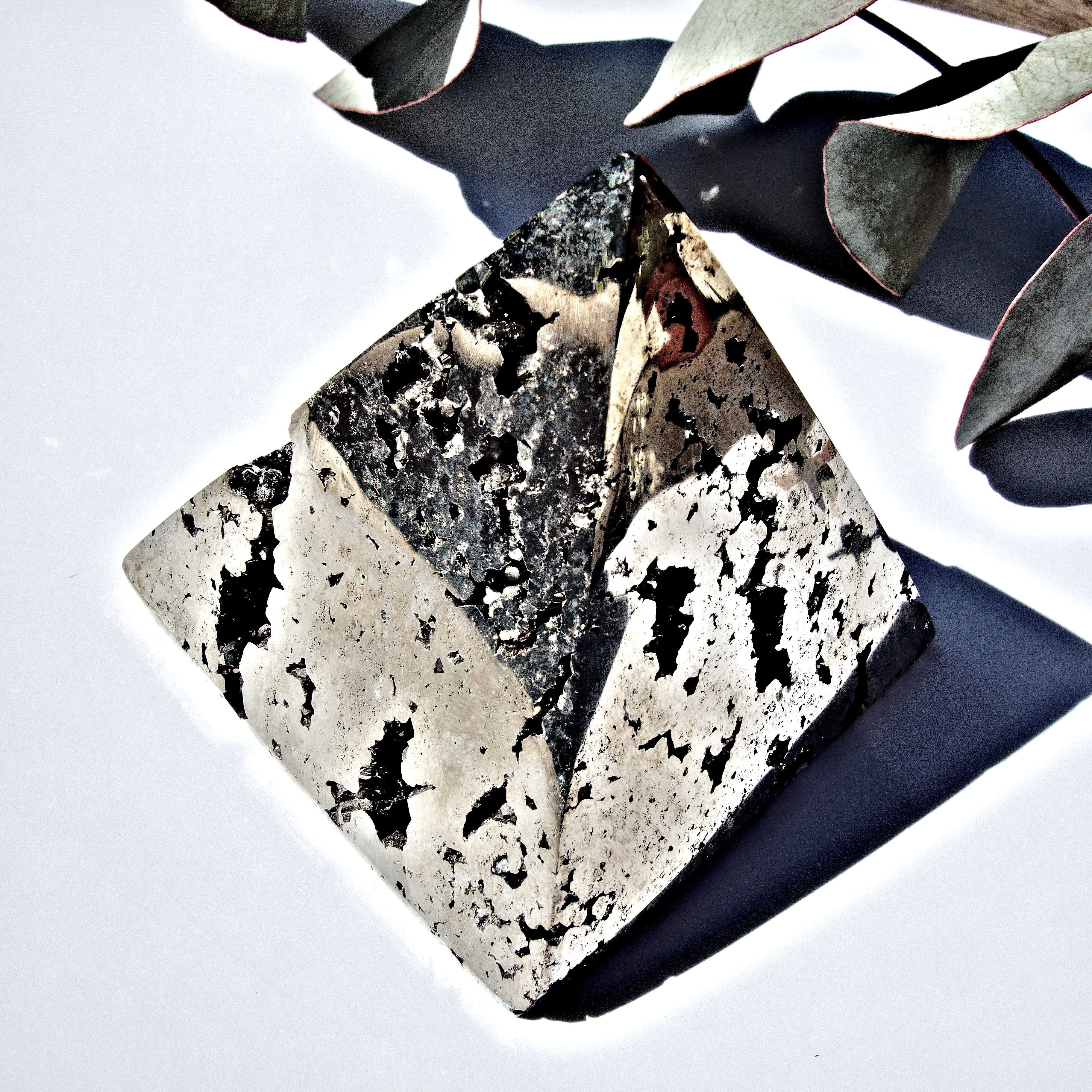 Gorgeous Deep Sparkling Geode Cave Pyrite Pyramid Carving - Earth Family Crystals