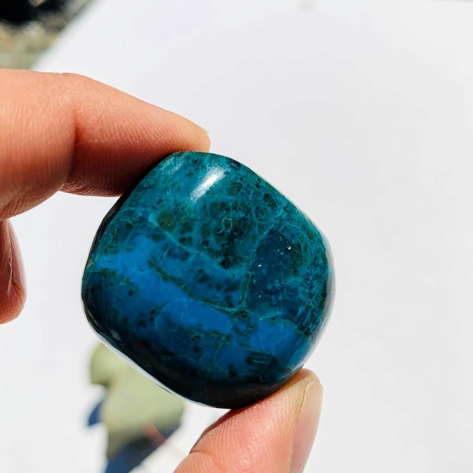 Vibrant Colors Chrysocolla Palm Stone #1 - Earth Family Crystals