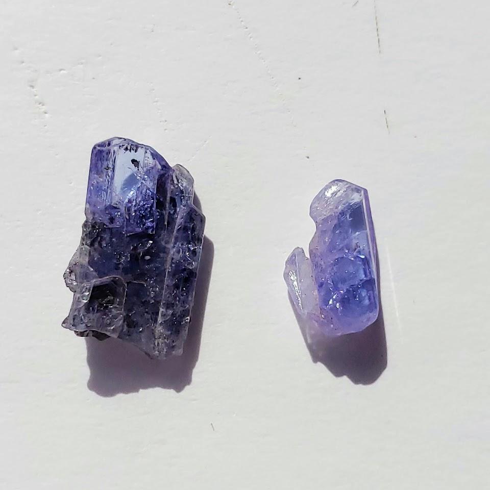 Set of 2 Natural Gemmy Violet Tanzanite Dainty Points in Collectors Box from Tanzania #2