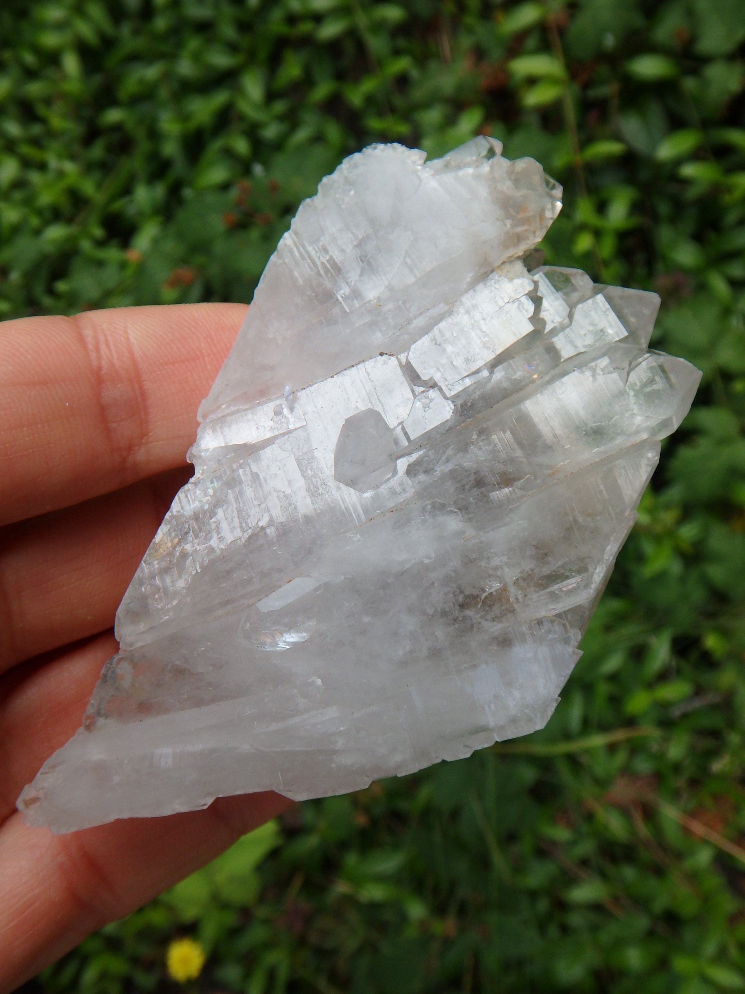 Blue Phantom Elestial Self Healed Arkansas Multi Point Quartz Cluster - Earth Family Crystals