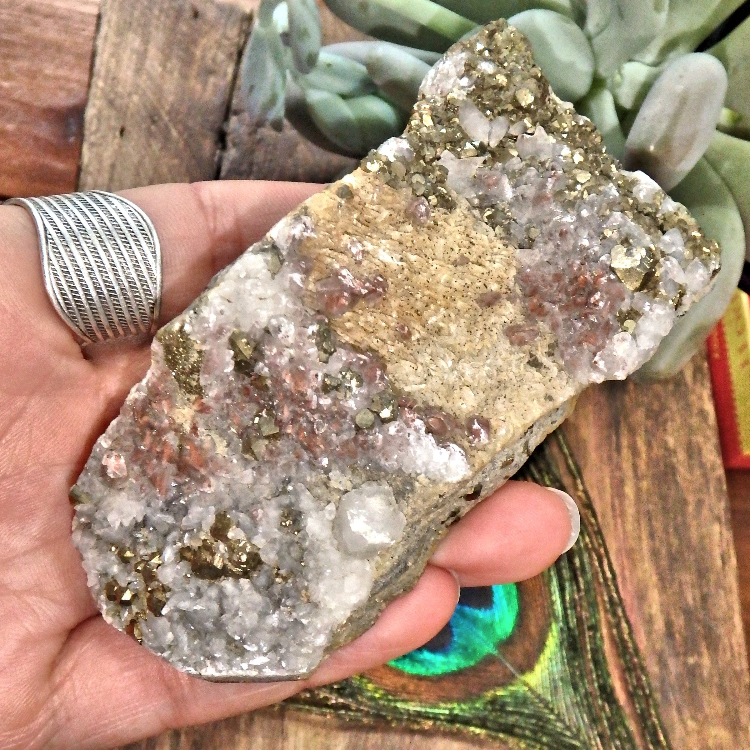 Golden Pyrite & Hematite Included Quartz Natural Specimen 1 - Earth Family Crystals
