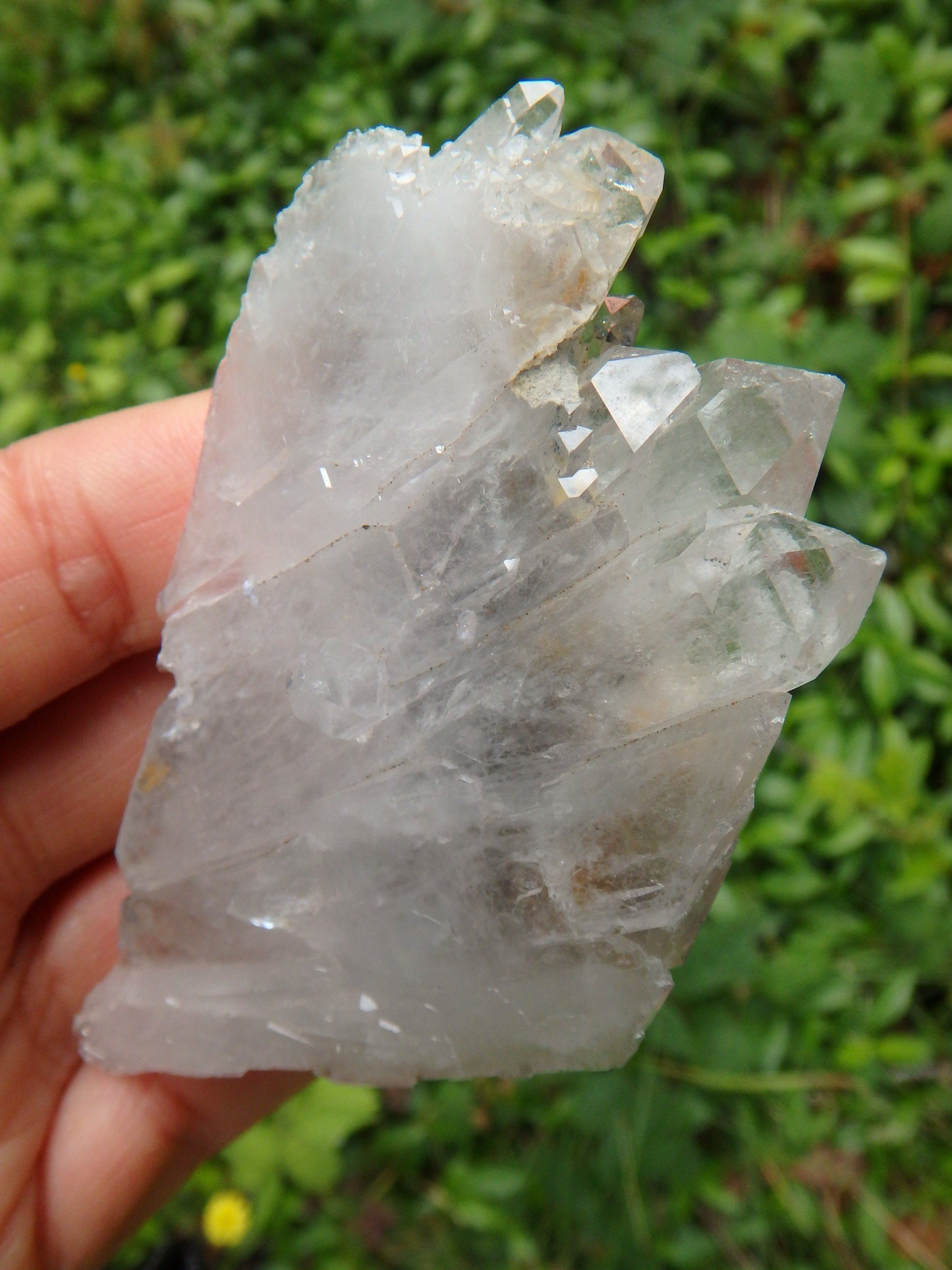 Blue Phantom Elestial Self Healed Arkansas Multi Point Quartz Cluster - Earth Family Crystals