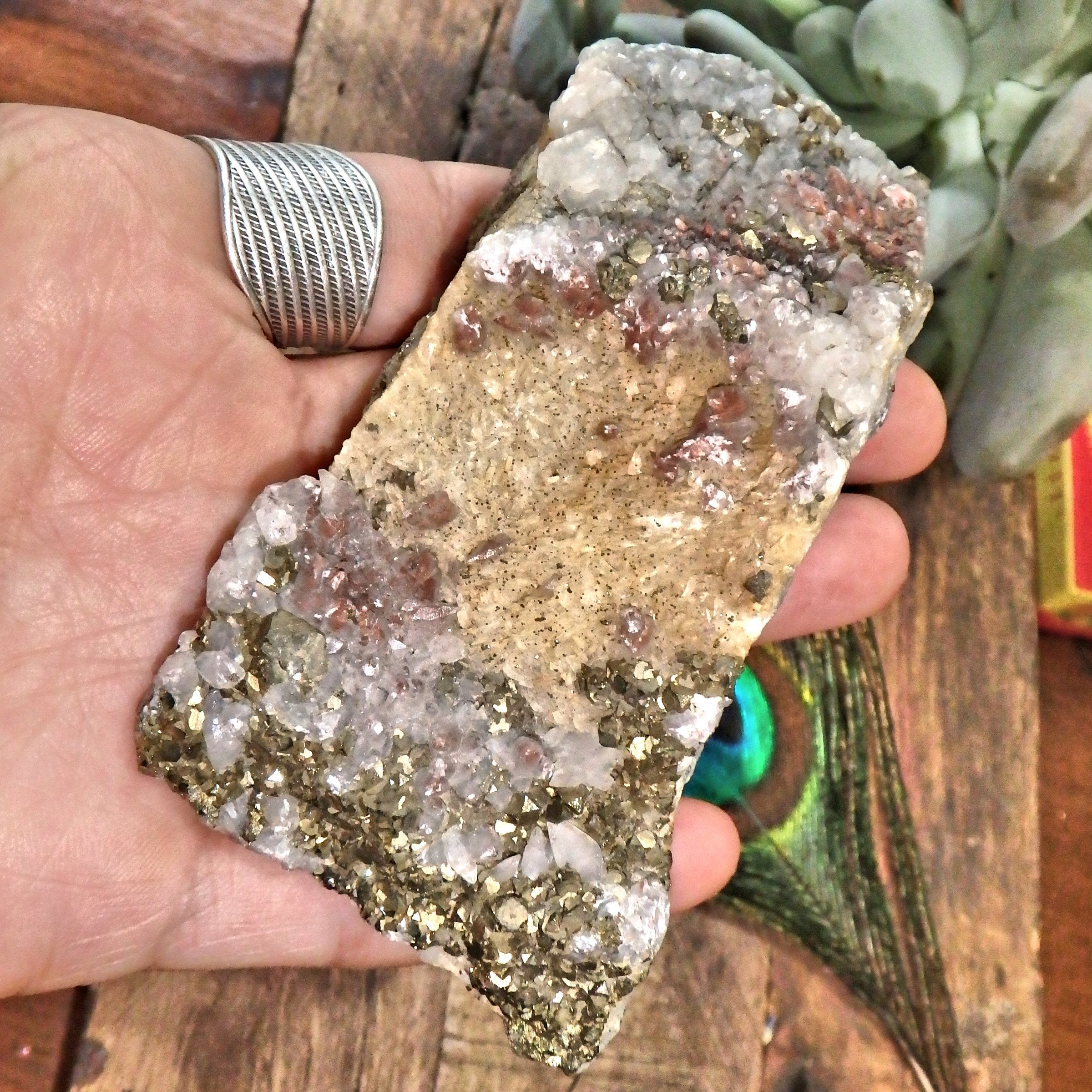 Golden Pyrite & Hematite Included Quartz Natural Specimen 1 - Earth Family Crystals