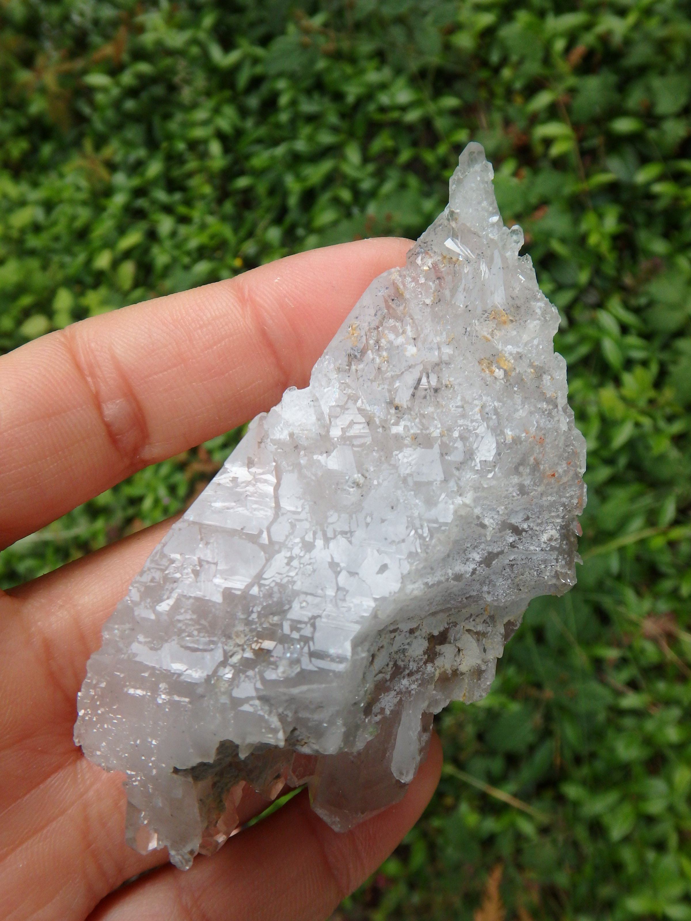 Blue Phantom Elestial Self Healed Arkansas Multi Point Quartz Cluster - Earth Family Crystals