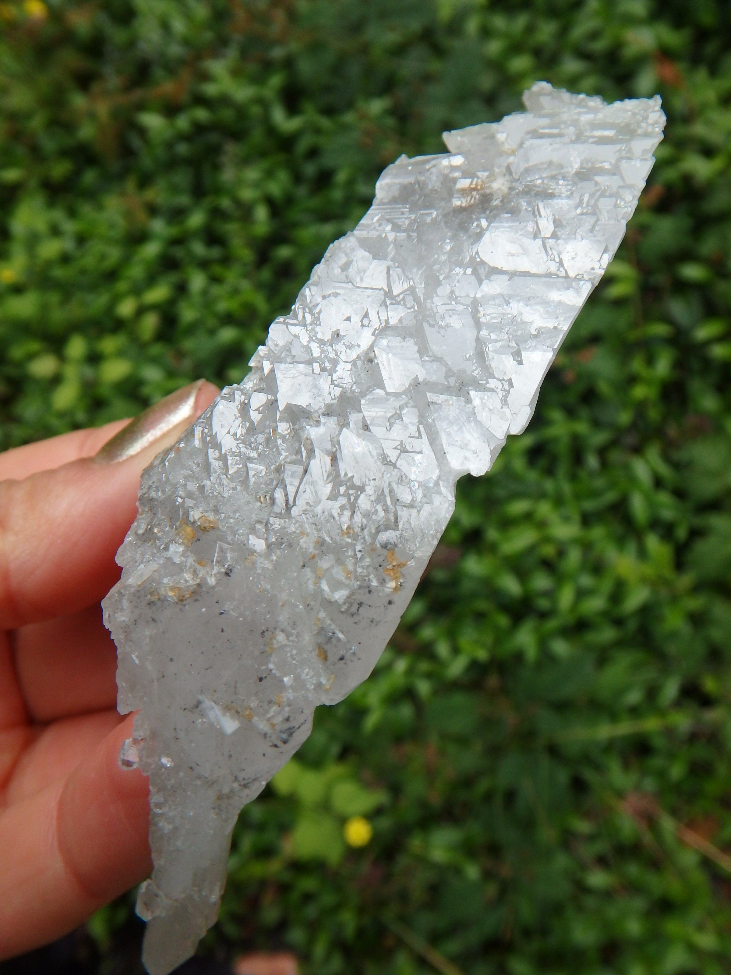 Blue Phantom Elestial Self Healed Arkansas Multi Point Quartz Cluster - Earth Family Crystals