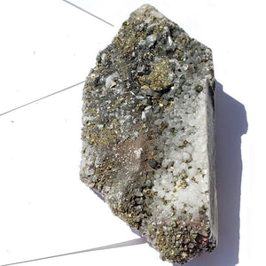 Golden Pyrite & Clear Quartz Large Cluster Specimen - Earth Family Crystals