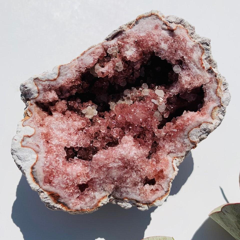 Delightful Pink Magenta Druzy Pink Amethyst & Calcite Included Geode Large Specimen From Patagonia - Earth Family Crystals