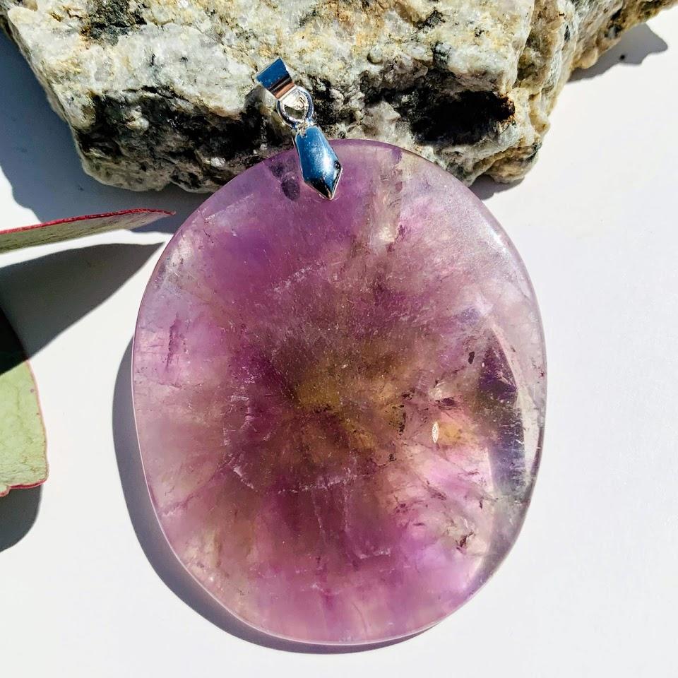 Genuine Polished Auralite-23 Chunky Reiki Pendant (Includes Silver Chain) #1 - Earth Family Crystals