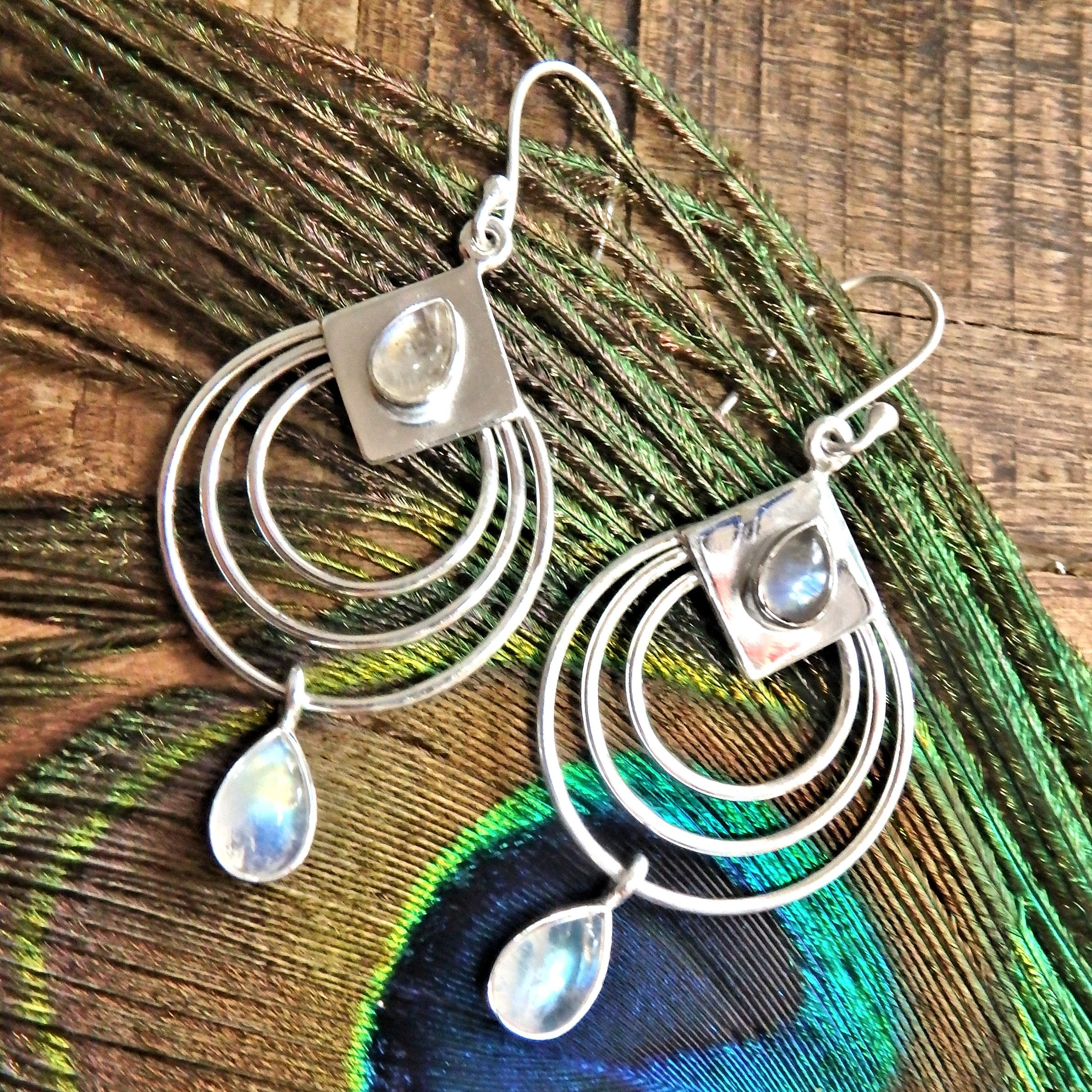 RESERVED For ALESHA.D~Gorgeous Rainbow Moonstone Sterling Silver Earrings - Earth Family Crystals