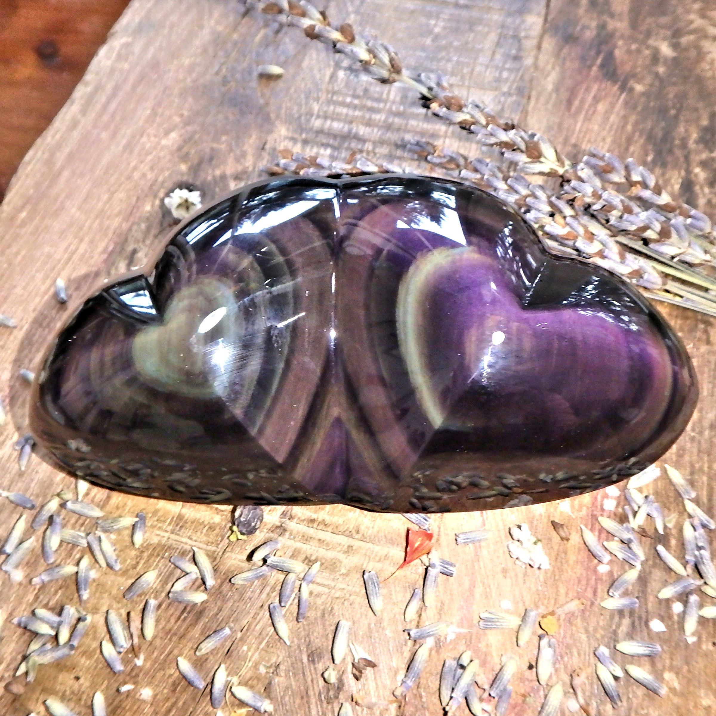 Double Love Hearts Rainbow Obsidian Display Specimen - Earth Family Crystals