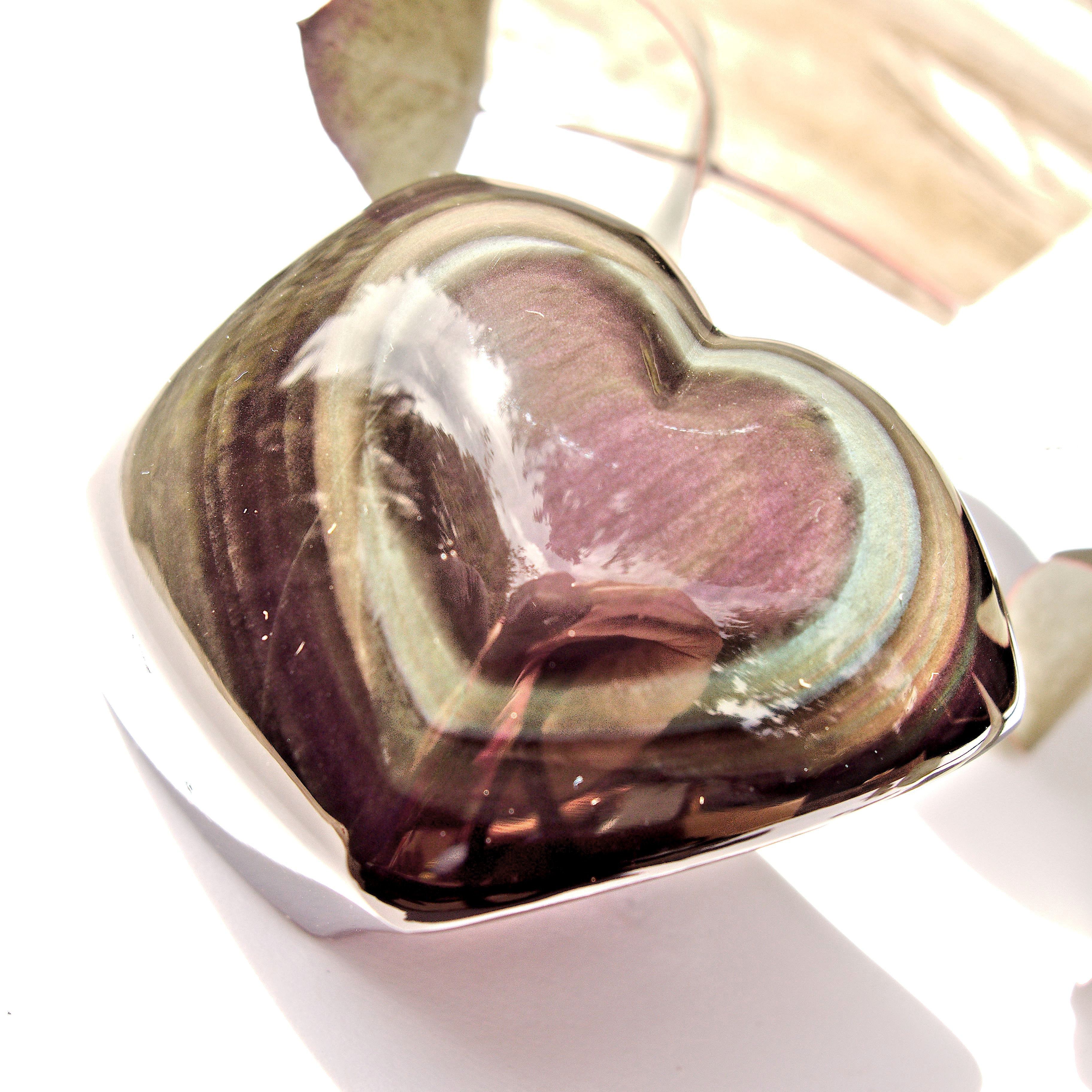 Chunky Standing Rainbow Obsidian Heart Carving From Mexico - Earth Family Crystals