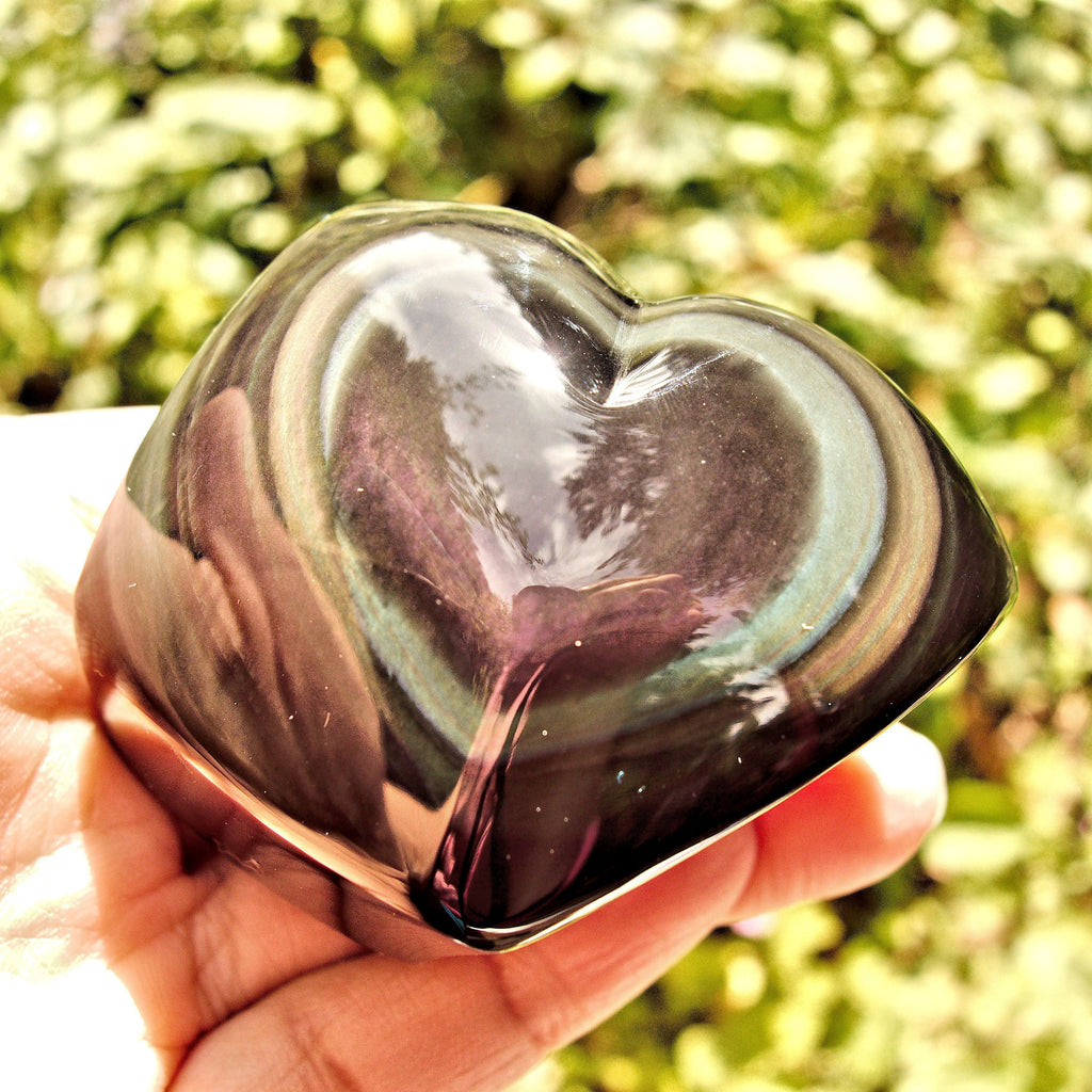 Chunky Standing Rainbow Obsidian Heart Carving From Mexico - Earth Family Crystals