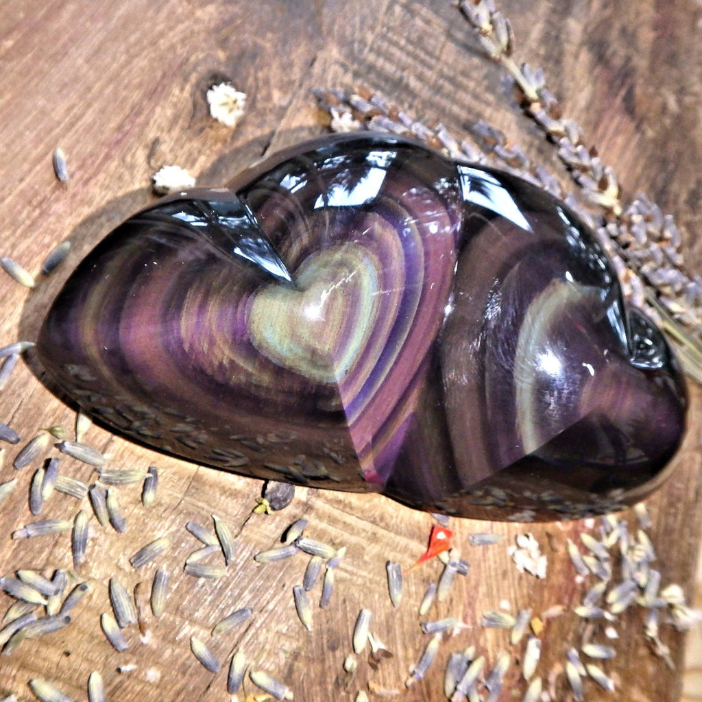 Double Love Hearts Rainbow Obsidian Display Specimen - Earth Family Crystals