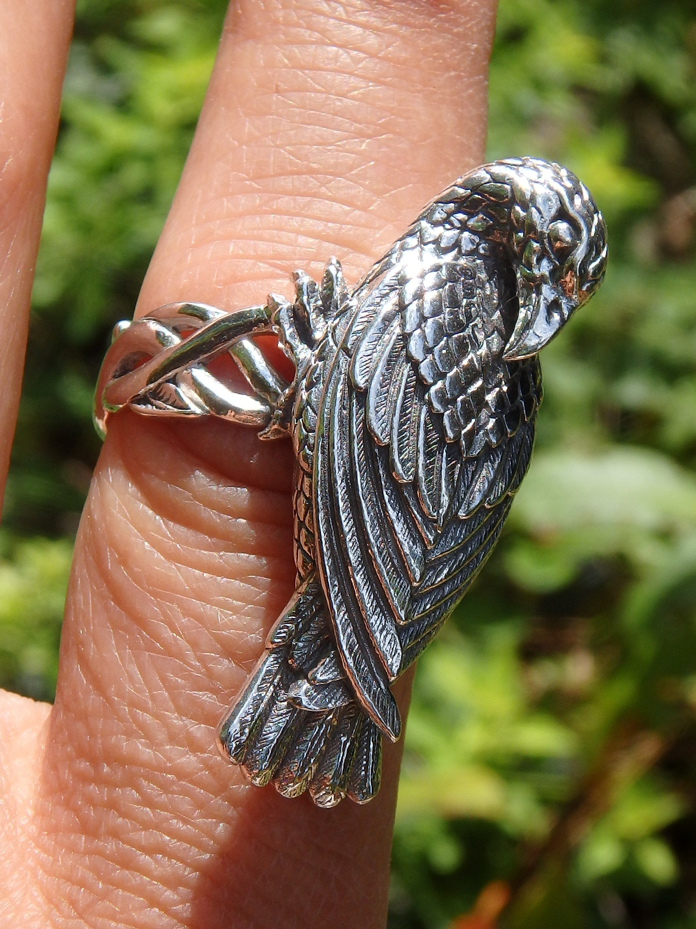 Statement Piece~Raven Sterling Silver Ring (Adjustable~Size 8-10)