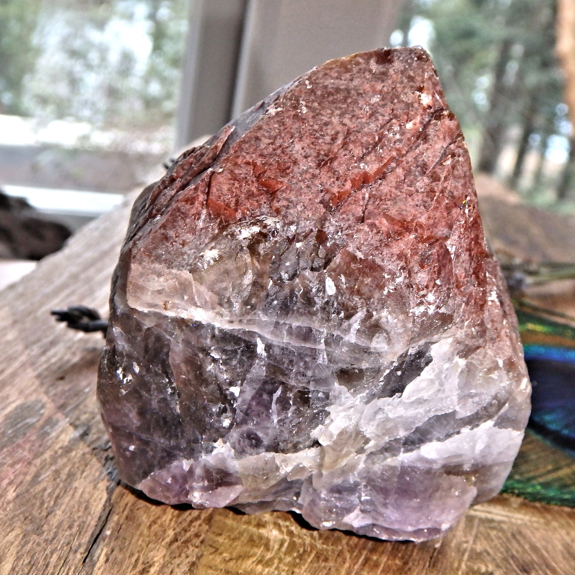 Self Standing Red Amethyst Elestial Point Specimen from Brazil