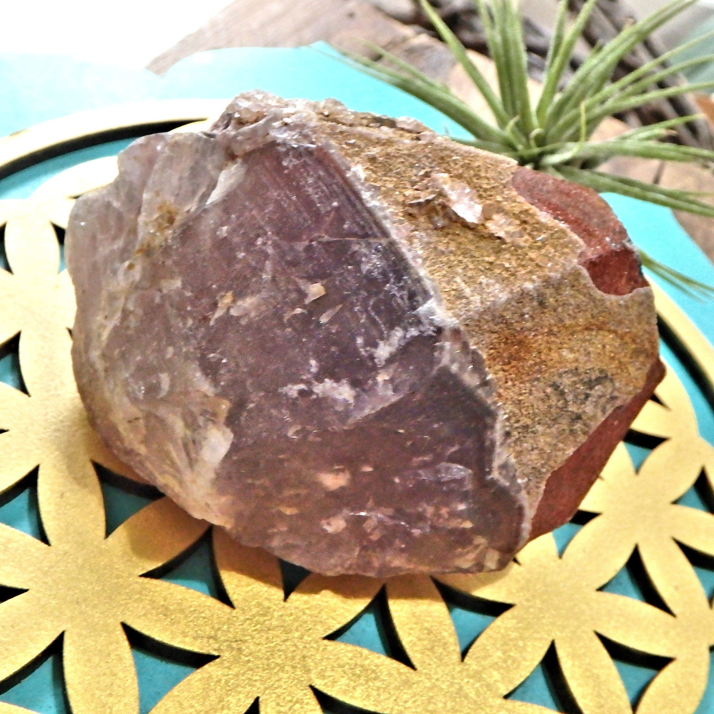 Chunk of Auralite-23 With Red Hematite Capped Partial Point From Ontario, Canada - Earth Family Crystals