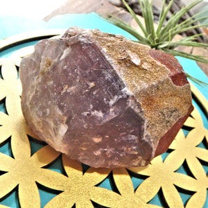 Chunk of Auralite-23 With Red Hematite Capped Partial Point From Ontario, Canada - Earth Family Crystals