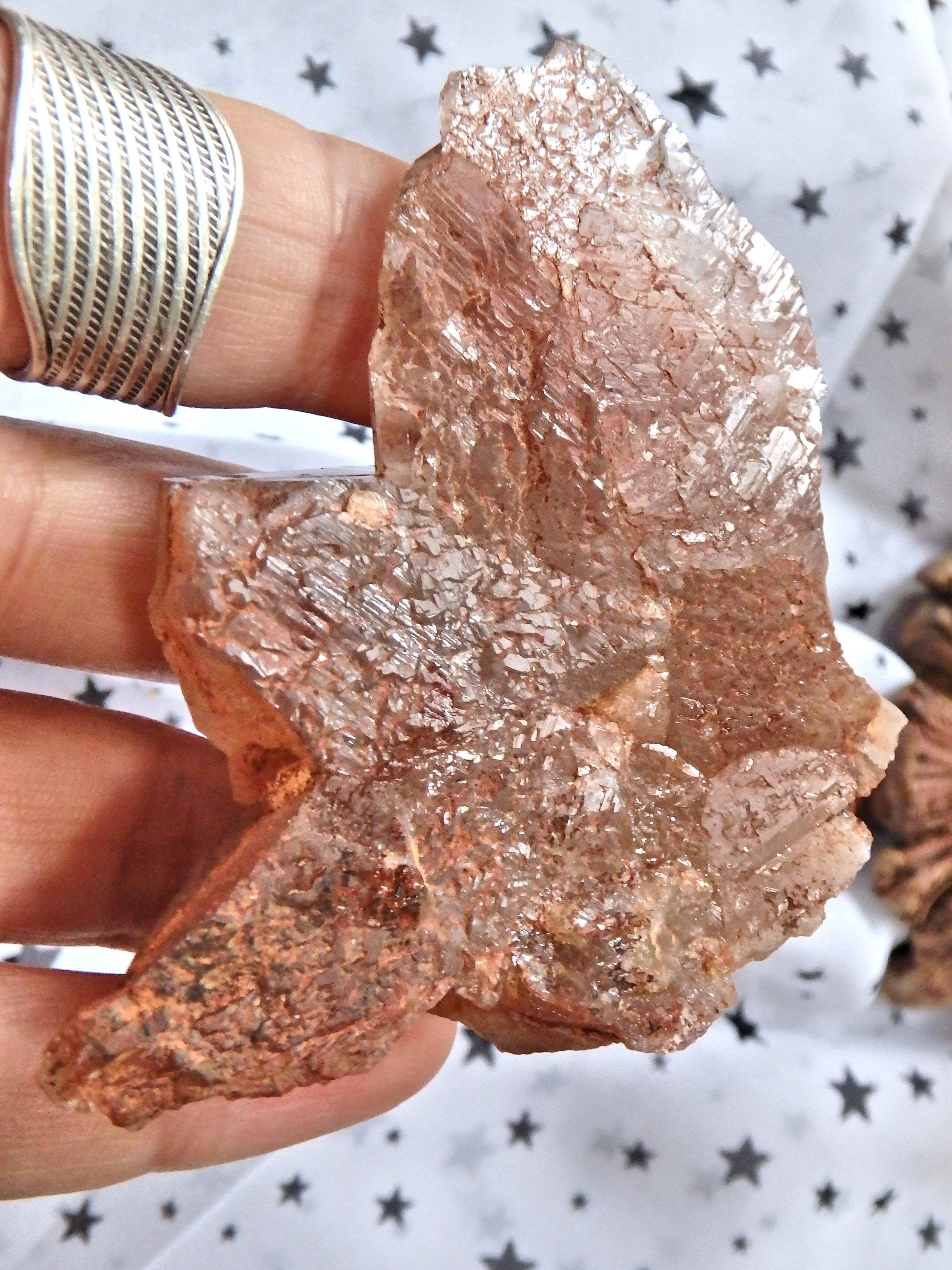 Elestial Cluster of Red Quartz With Self Healing Base From Morocco - Earth Family Crystals