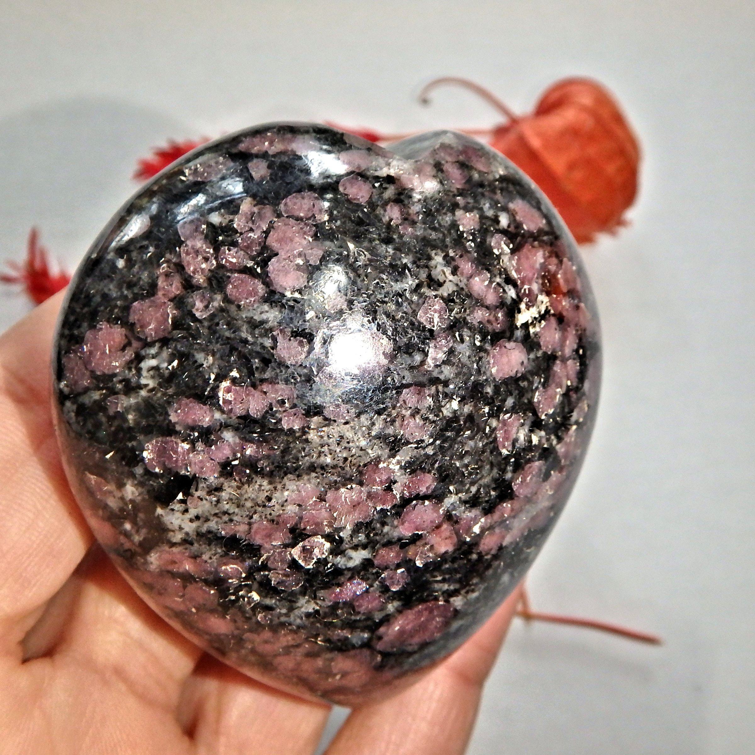 Cranberry Red Spinel Inclusions in Fuchsite Heart Carving 1 - Earth Family Crystals