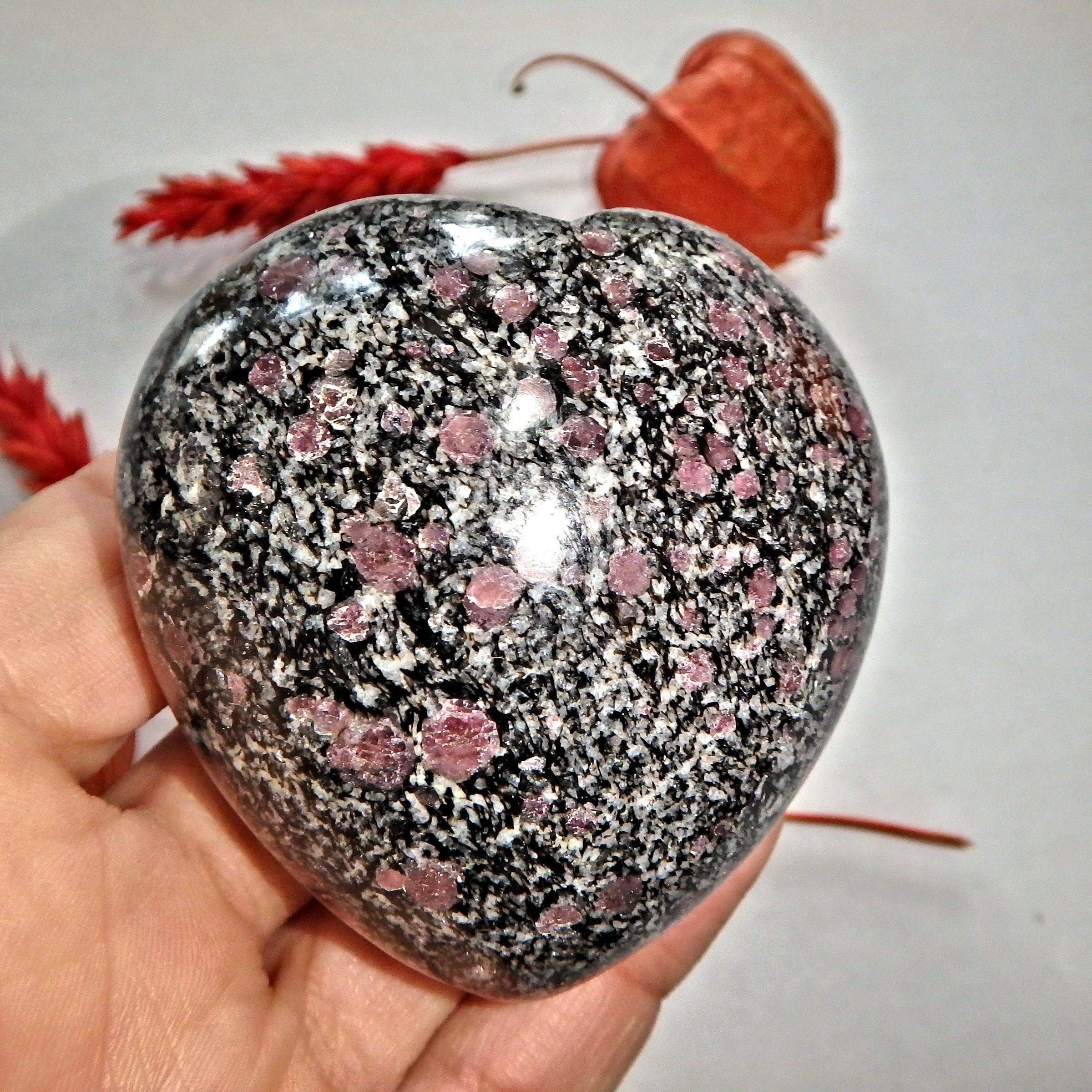 Cranberry Red Spinel Inclusions in Fuchsite Heart Carving 2 - Earth Family Crystals