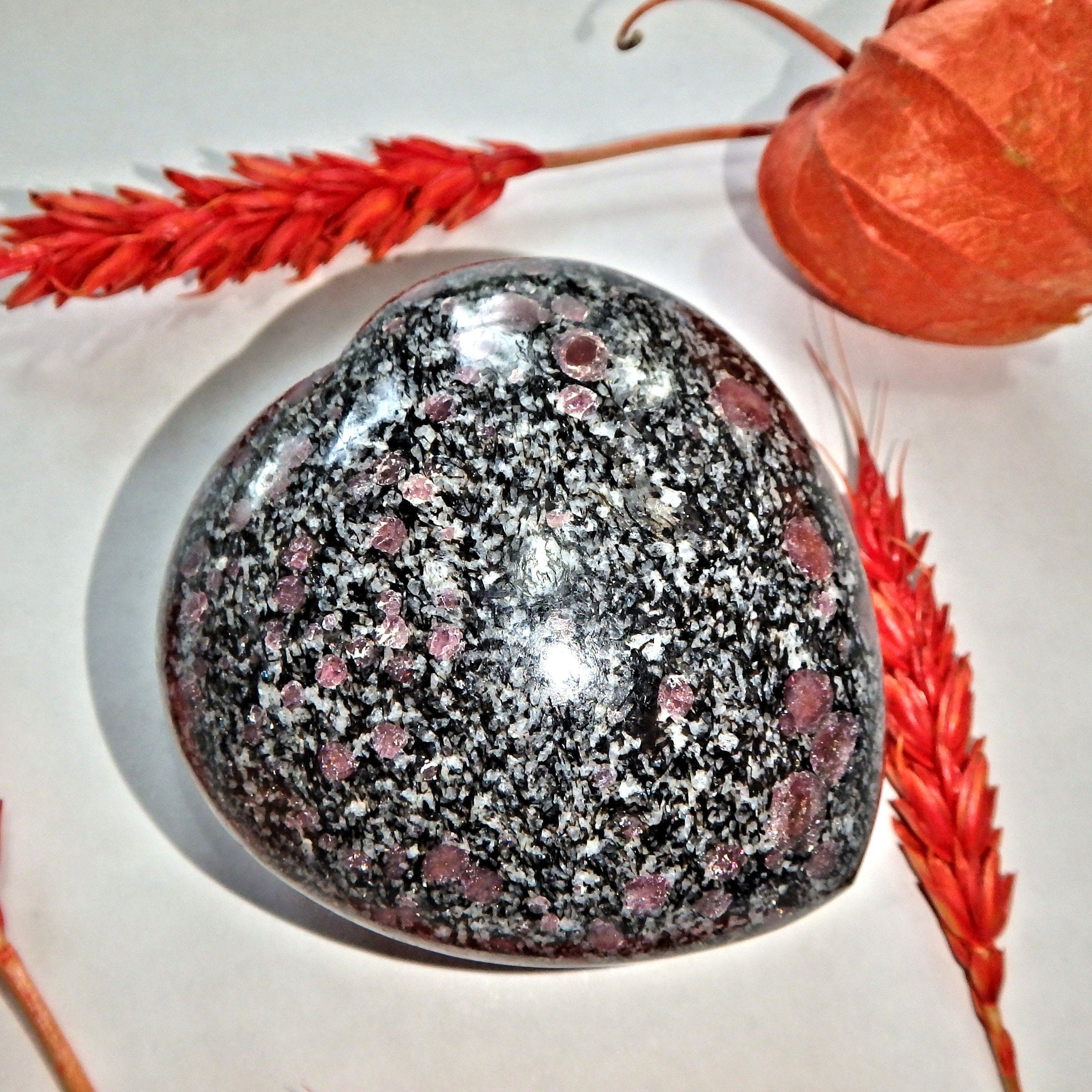 Cranberry Red Spinel Inclusions in Fuchsite Heart Carving 2 - Earth Family Crystals