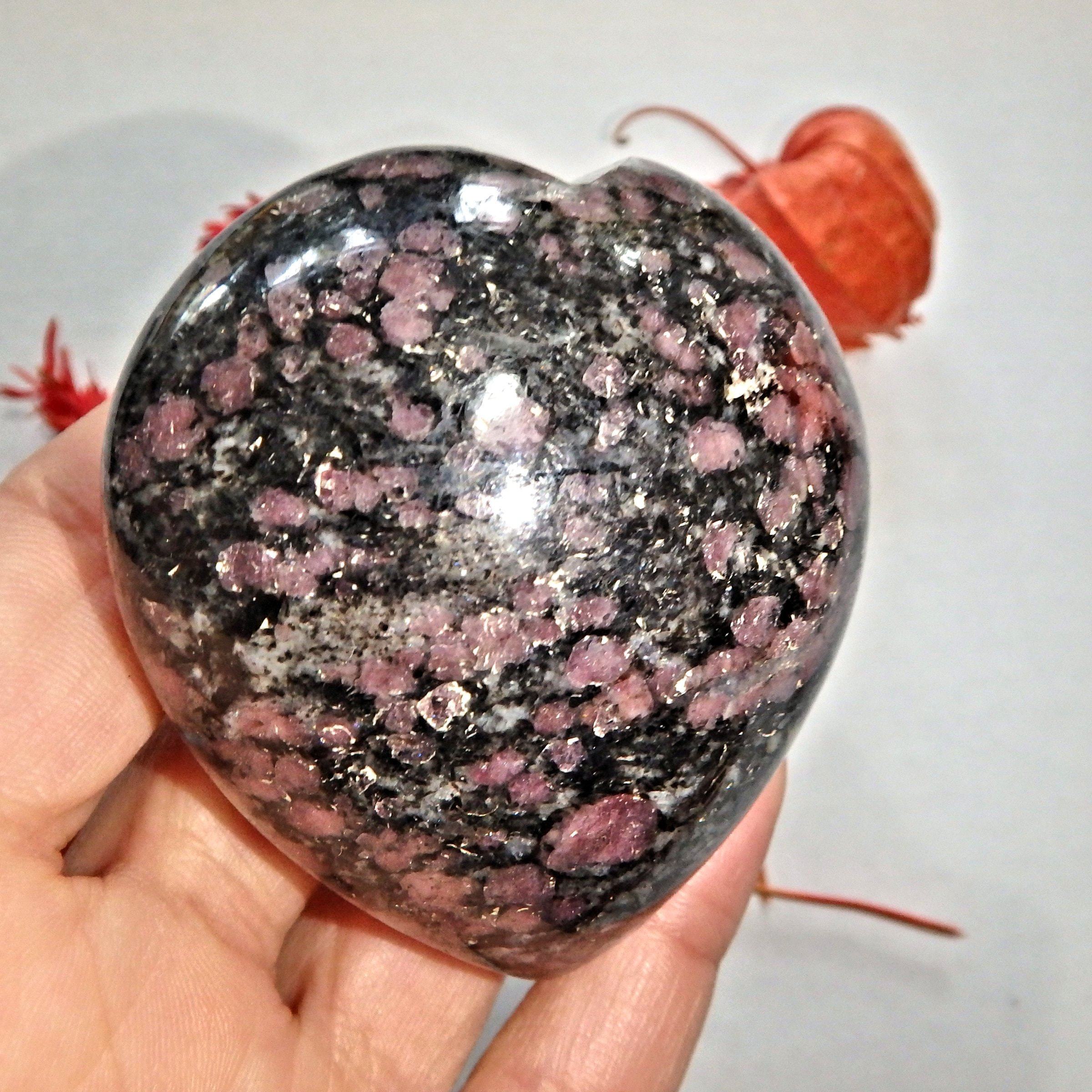 Cranberry Red Spinel Inclusions in Fuchsite Heart Carving 1 - Earth Family Crystals