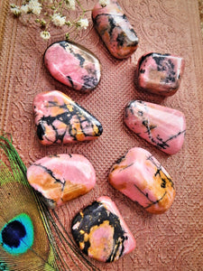 Set of 2 Deep Pink Rhodonite Tumbled Pocket Stones