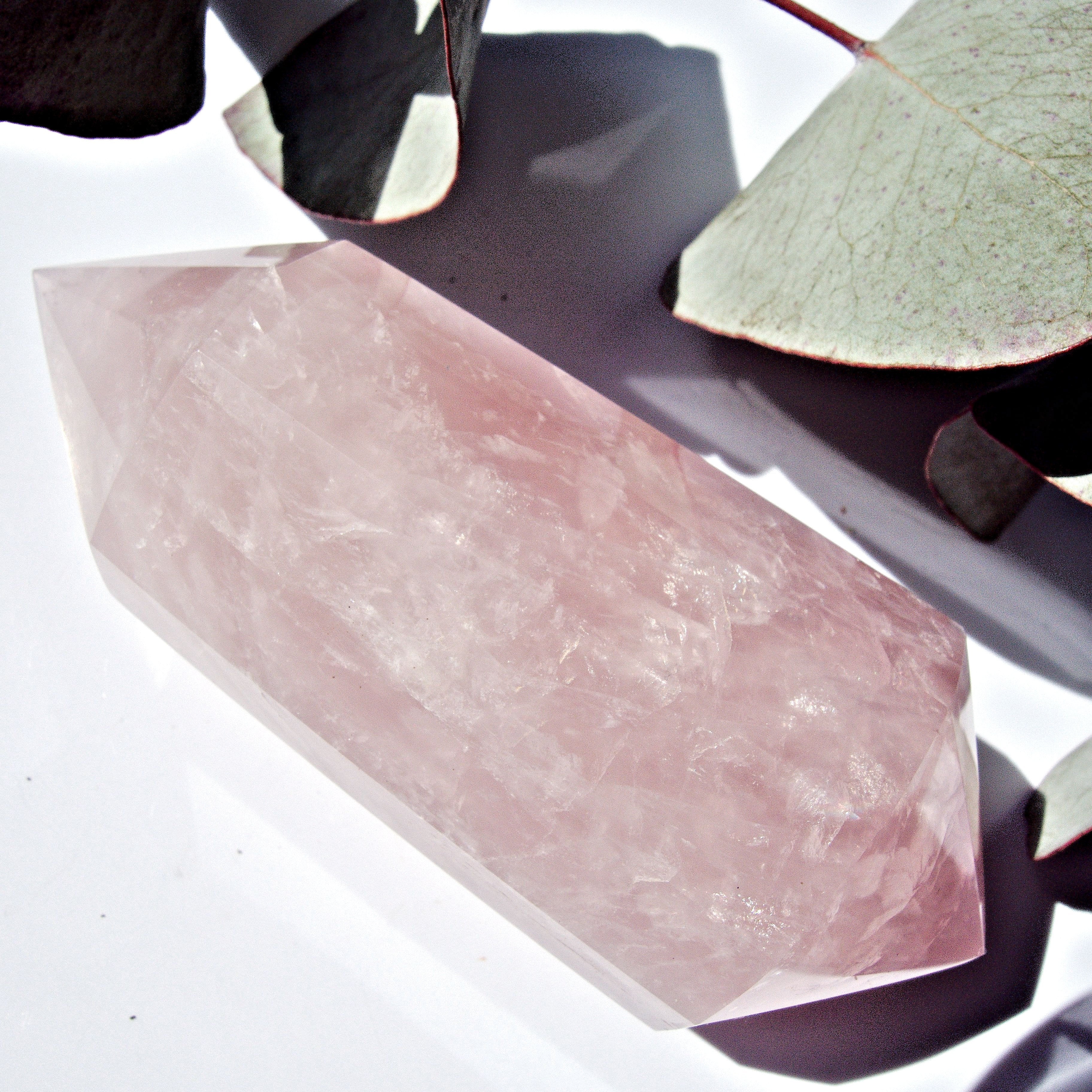 Powerful Double Terminated Vogel Style Rose Quartz Wand Carving