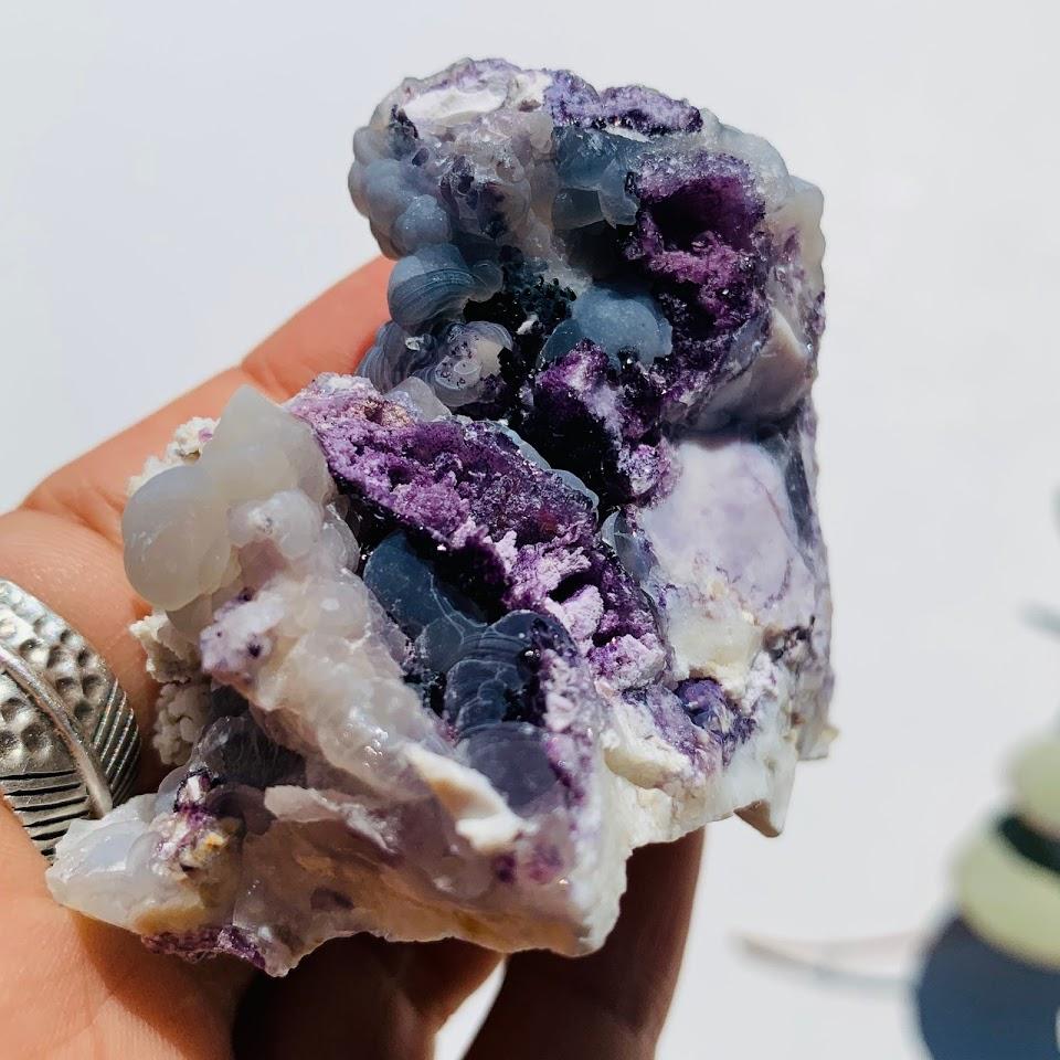 Rare Druzy Purple Crystalline & Bytrodial Formation Raw Tiffany Stone Collectors Specimen - Earth Family Crystals