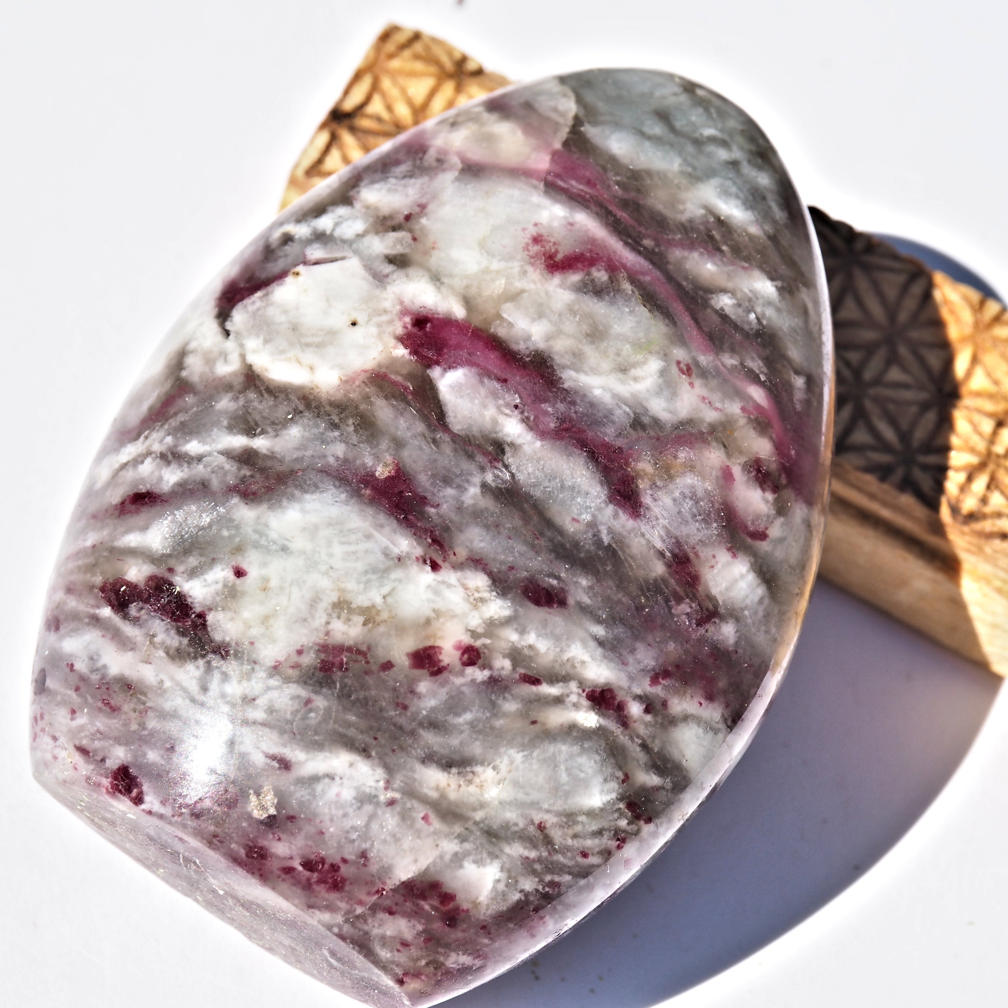 Rubellite in Milky Quartz Standing Carving