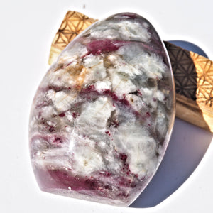 Rubellite in Milky Quartz Standing Carving