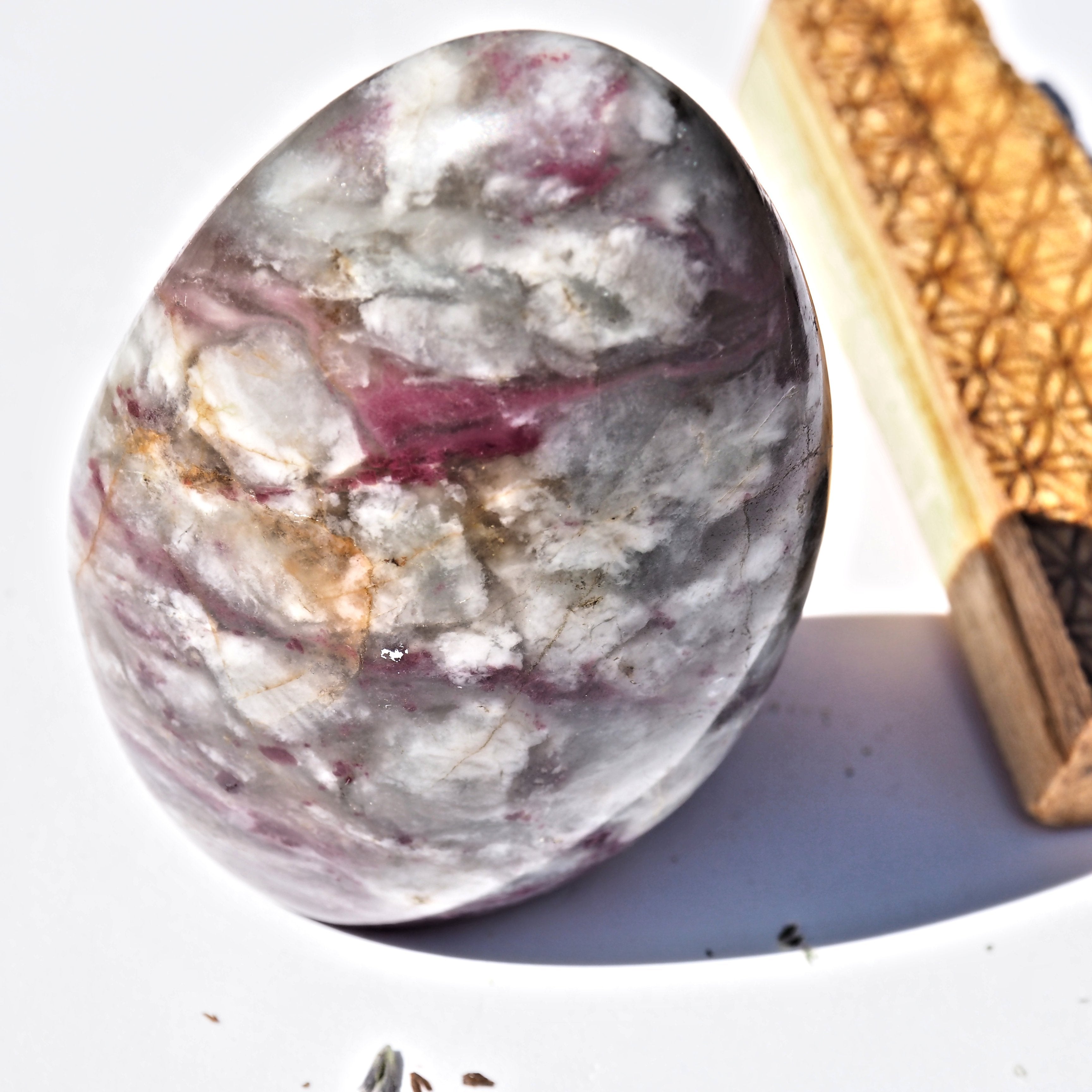 Rubellite in Milky Quartz Standing Carving