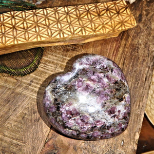 Rubellite & Milky Quartz Love Heart Carving