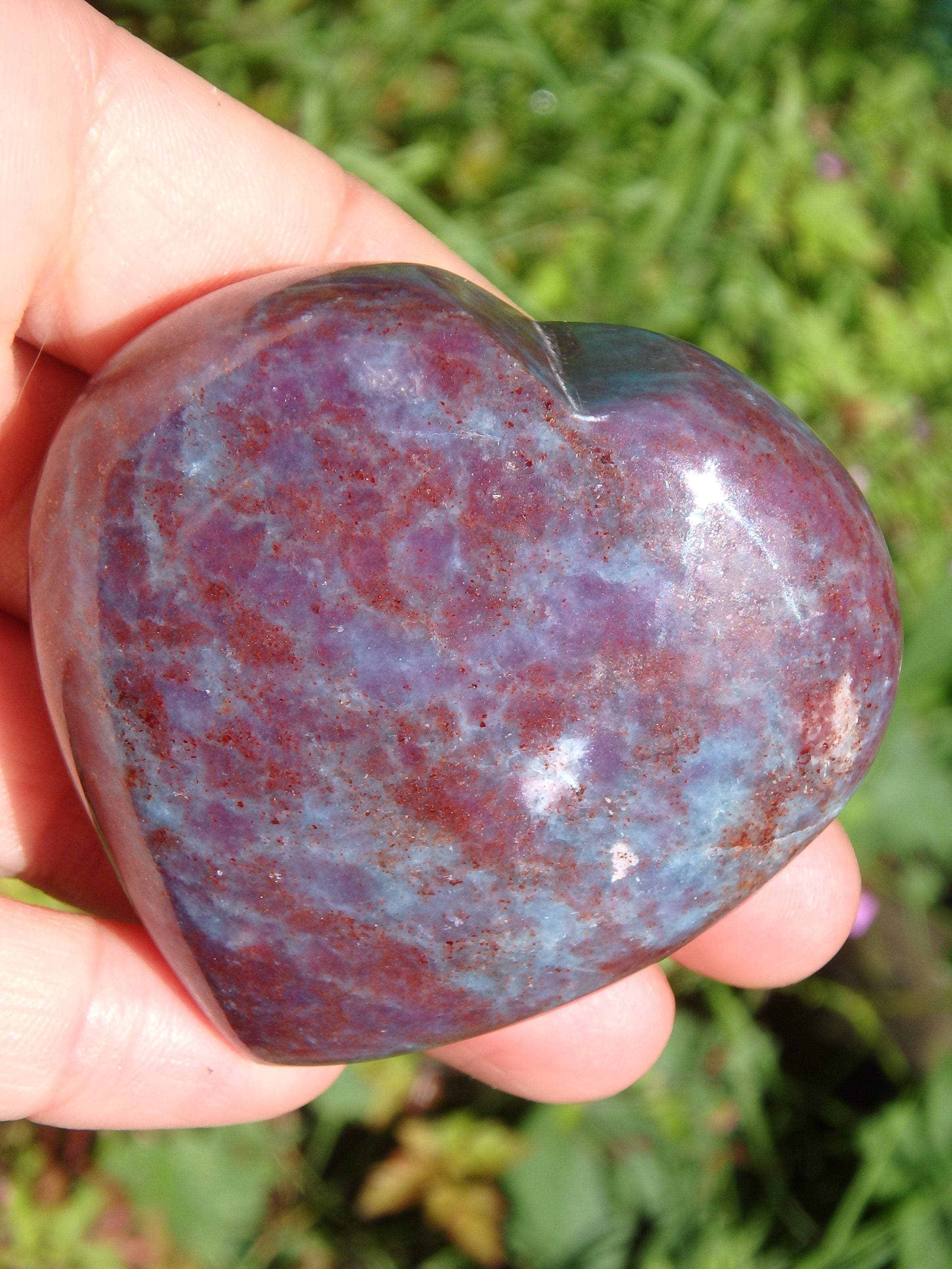 Fabulous Contrast Ruby Kyanite Heart Carving - Earth Family Crystals