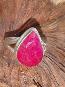 Raindrop Faceted Ruby Ring in Sterling Silver (Size 7) - Earth Family Crystals