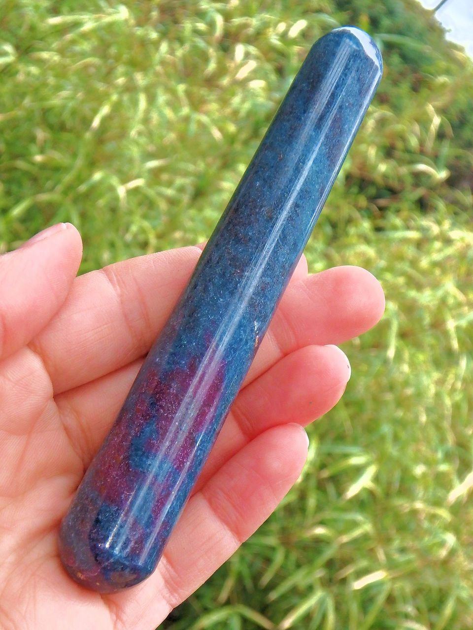 Beautiful Color Contrast Ruby Kyanite Wand Carving 2 - Earth Family Crystals